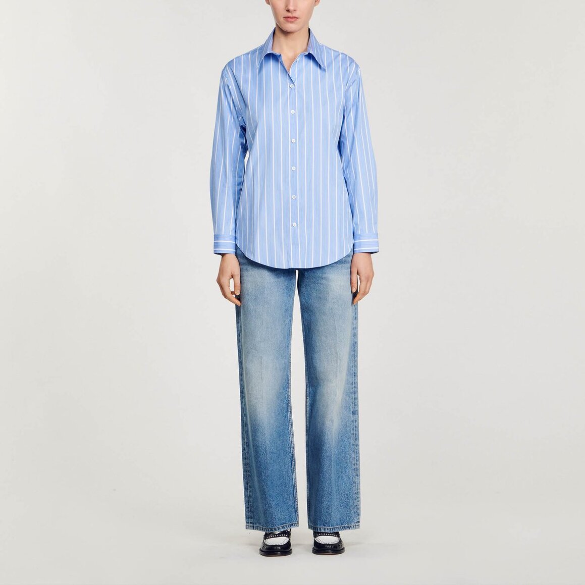 Chemise rayée à dos ouvert en dentelle Sandro seconde main