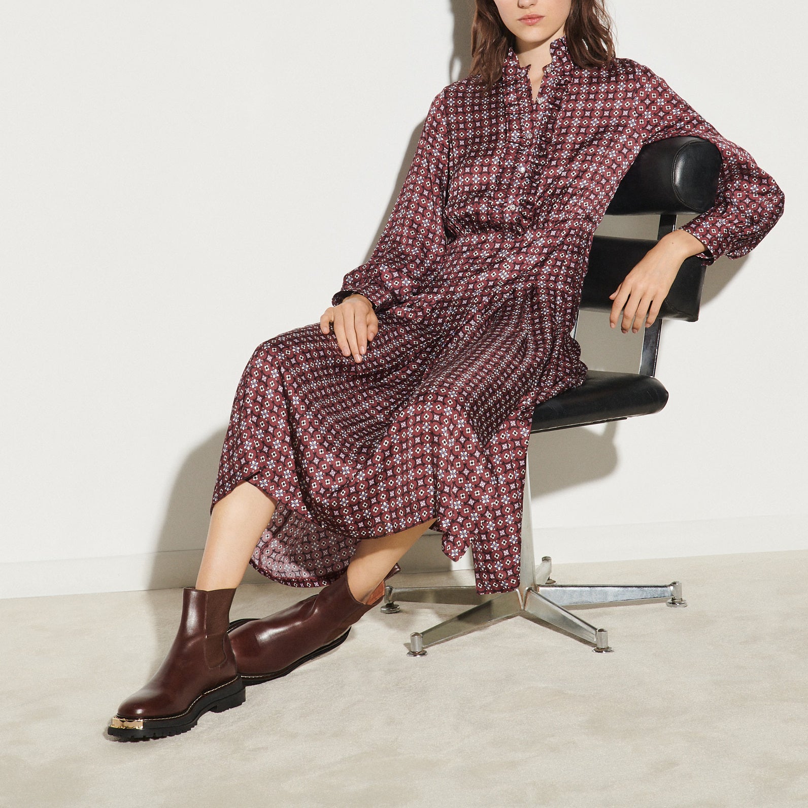 Robe longue imprimée avec volants Sandro seconde main