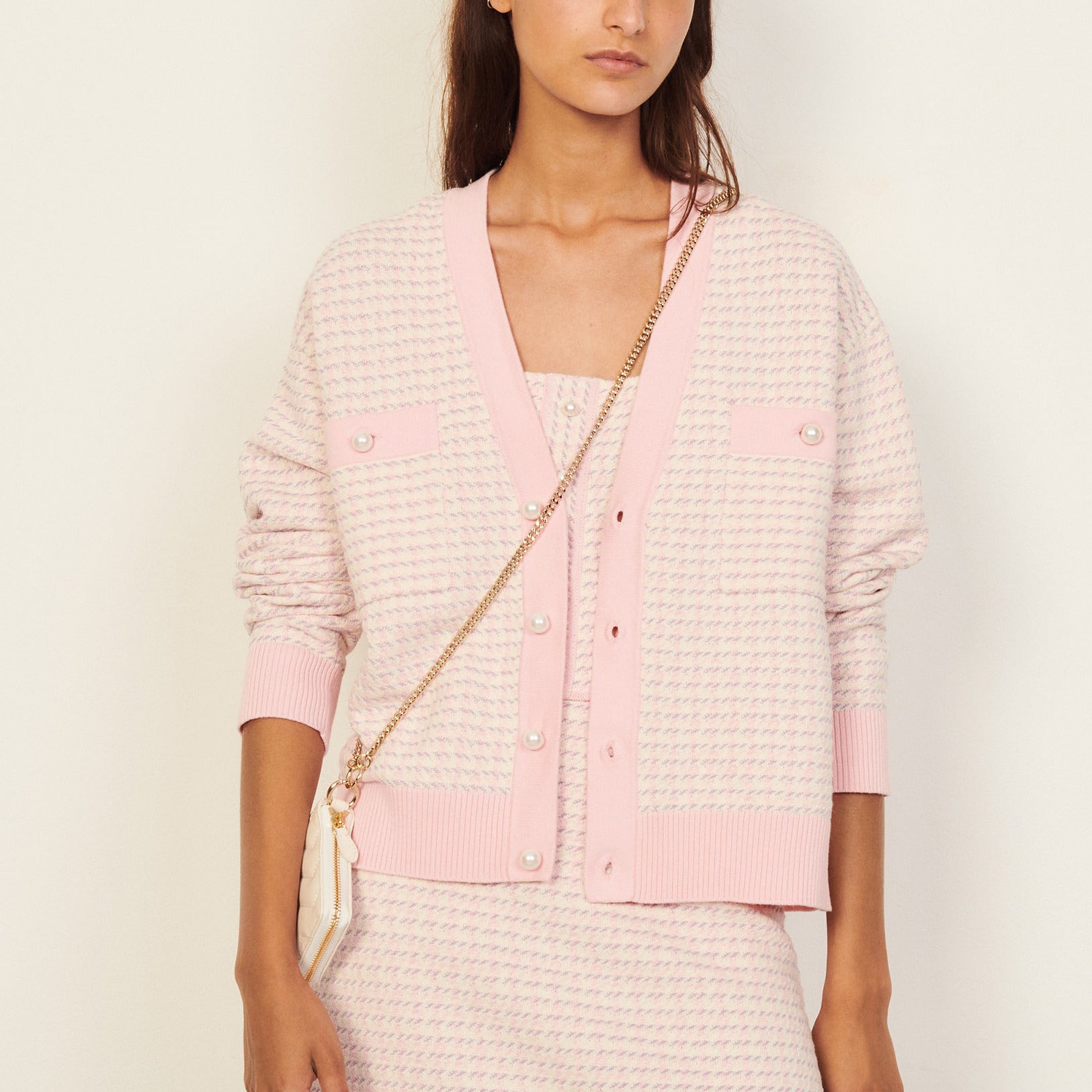 Cardi coat court en tweed fantaisie Sandro seconde main