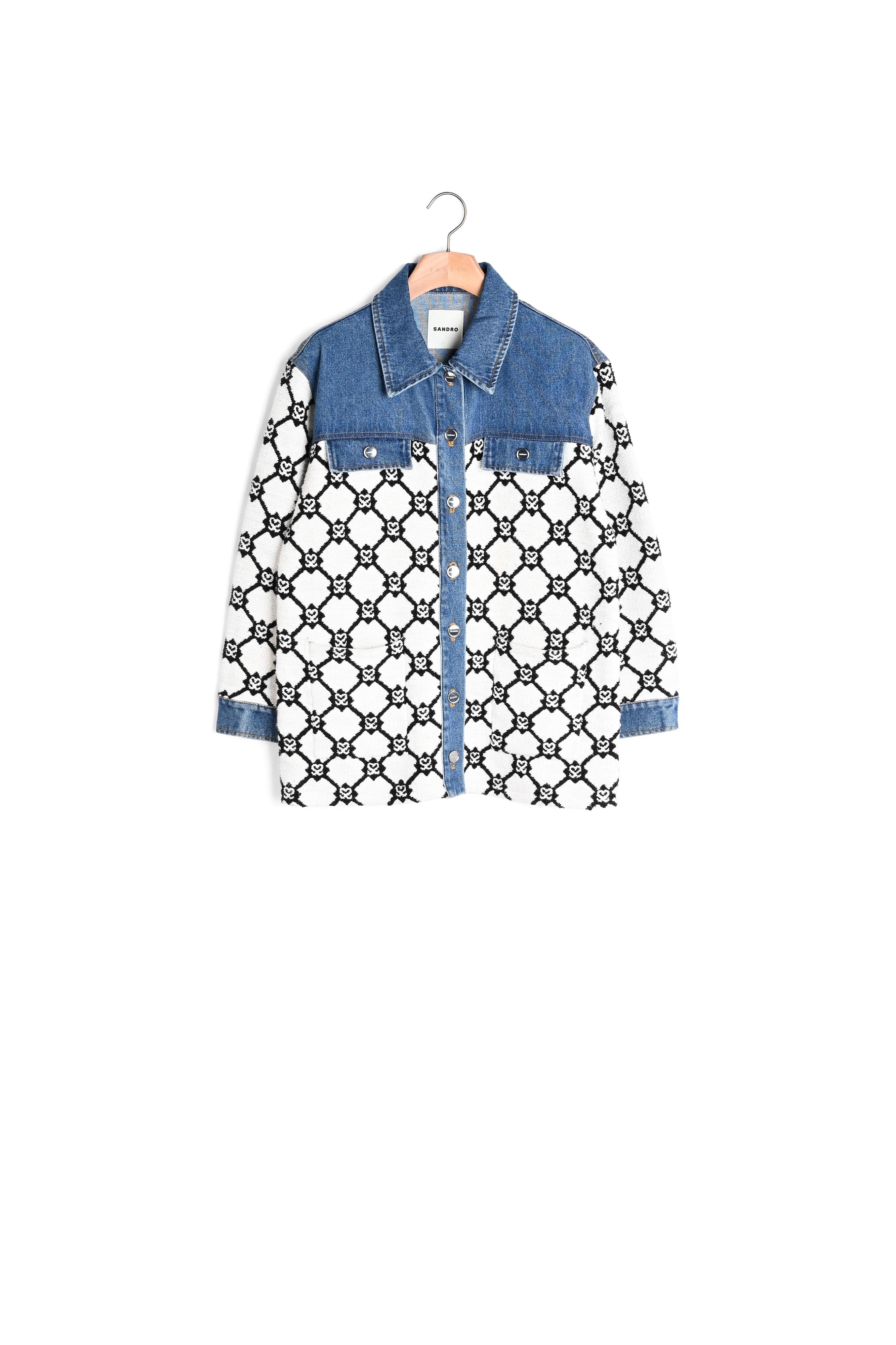 Cardicoat en Maille et denim Sandro seconde main