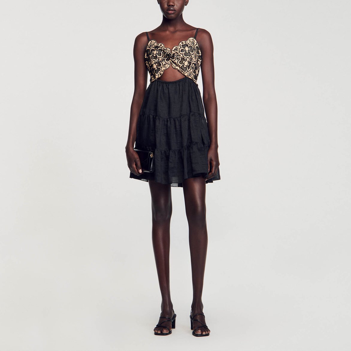 Robe bicolore brodée Sandro seconde main