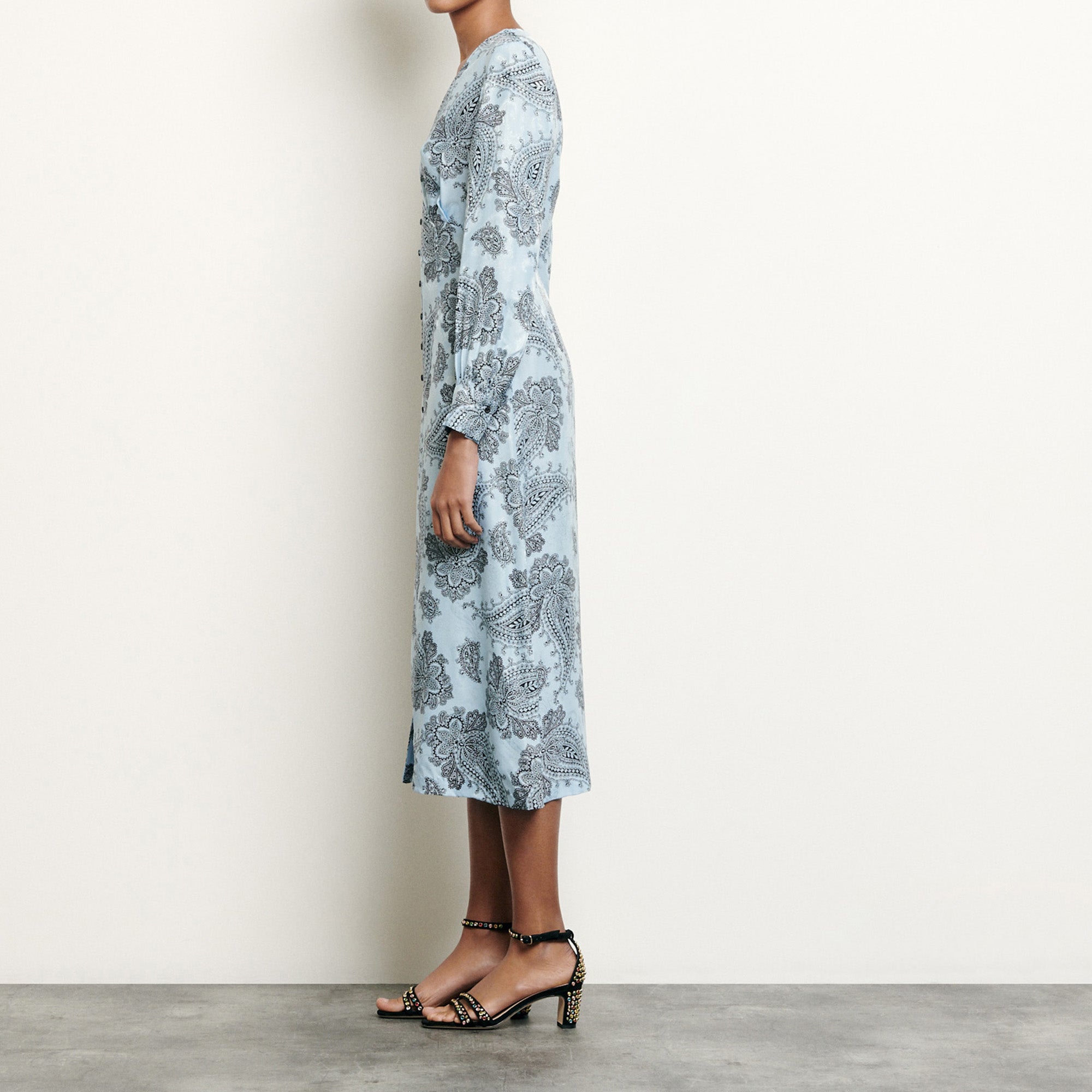 Robe midi en soie mélangée imprimée Sandro seconde main