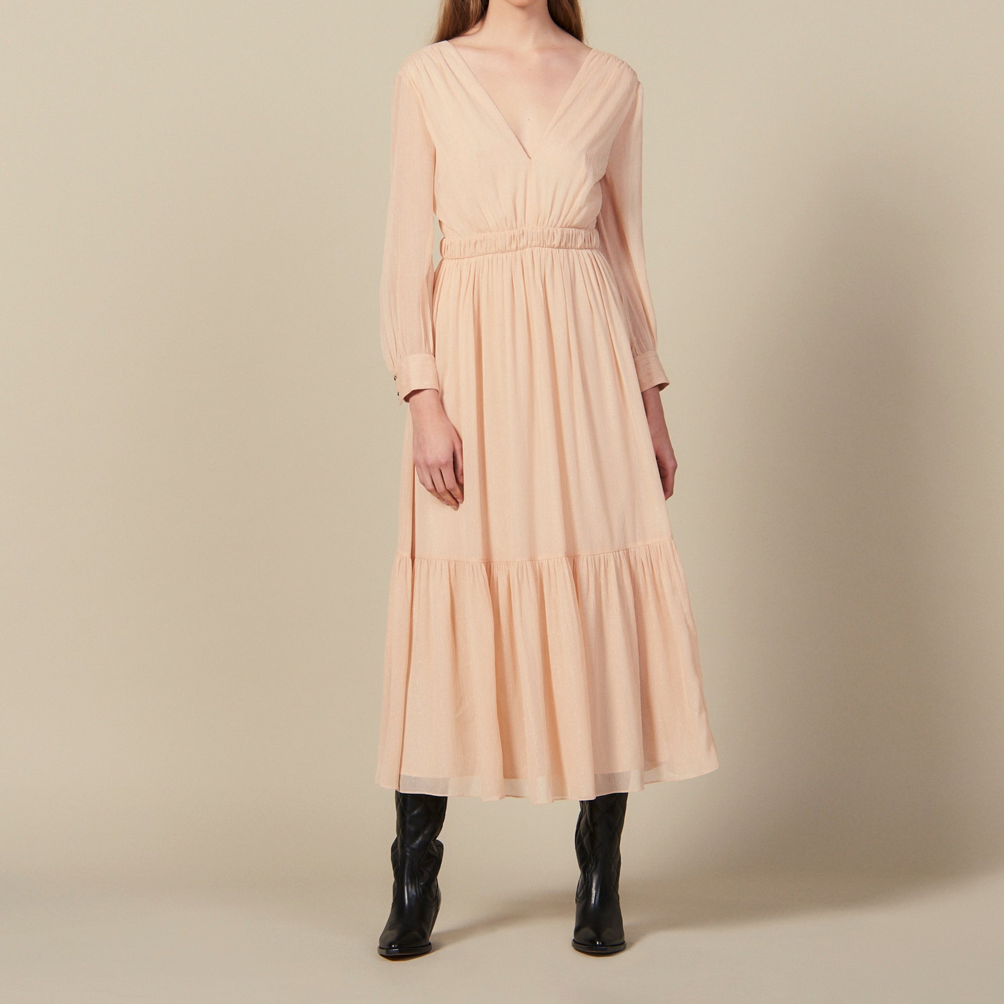 Robe longue plissée à manches longues Sandro seconde main