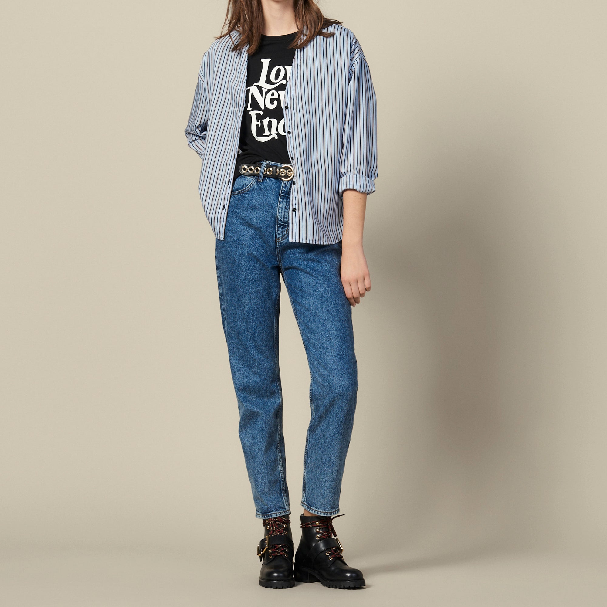 Chemisier en popeline rayée Sandro seconde main