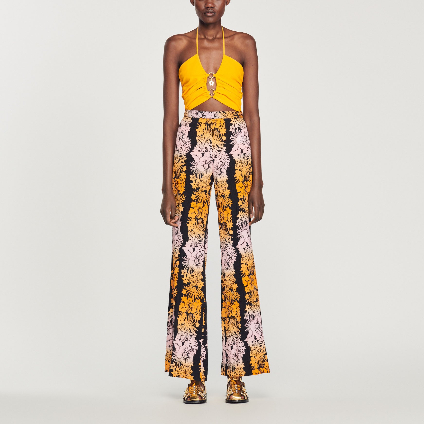 Pantalon fluide imprimé Hawaï Sandro seconde main