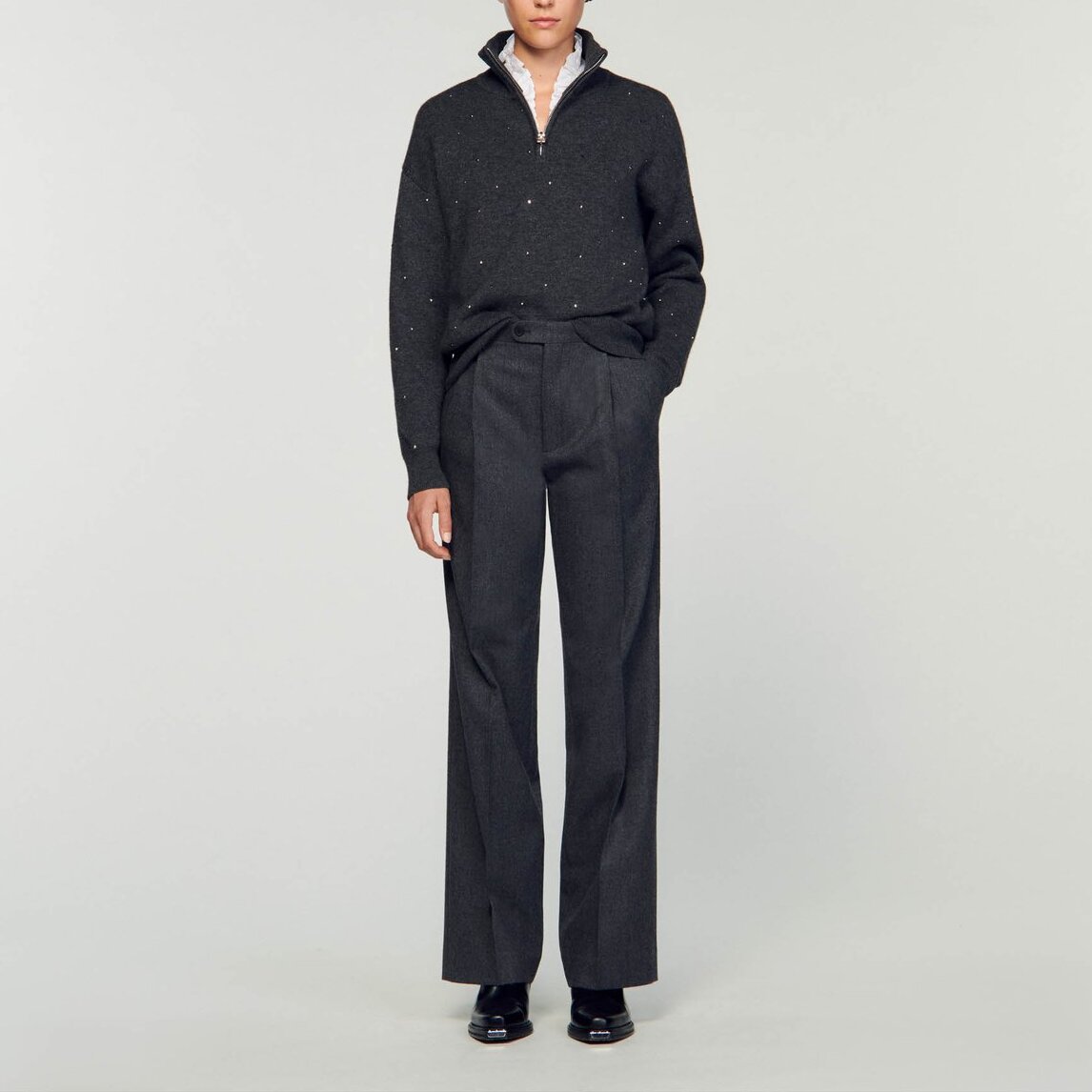 Pull Gris Foncé Sandro seconde main