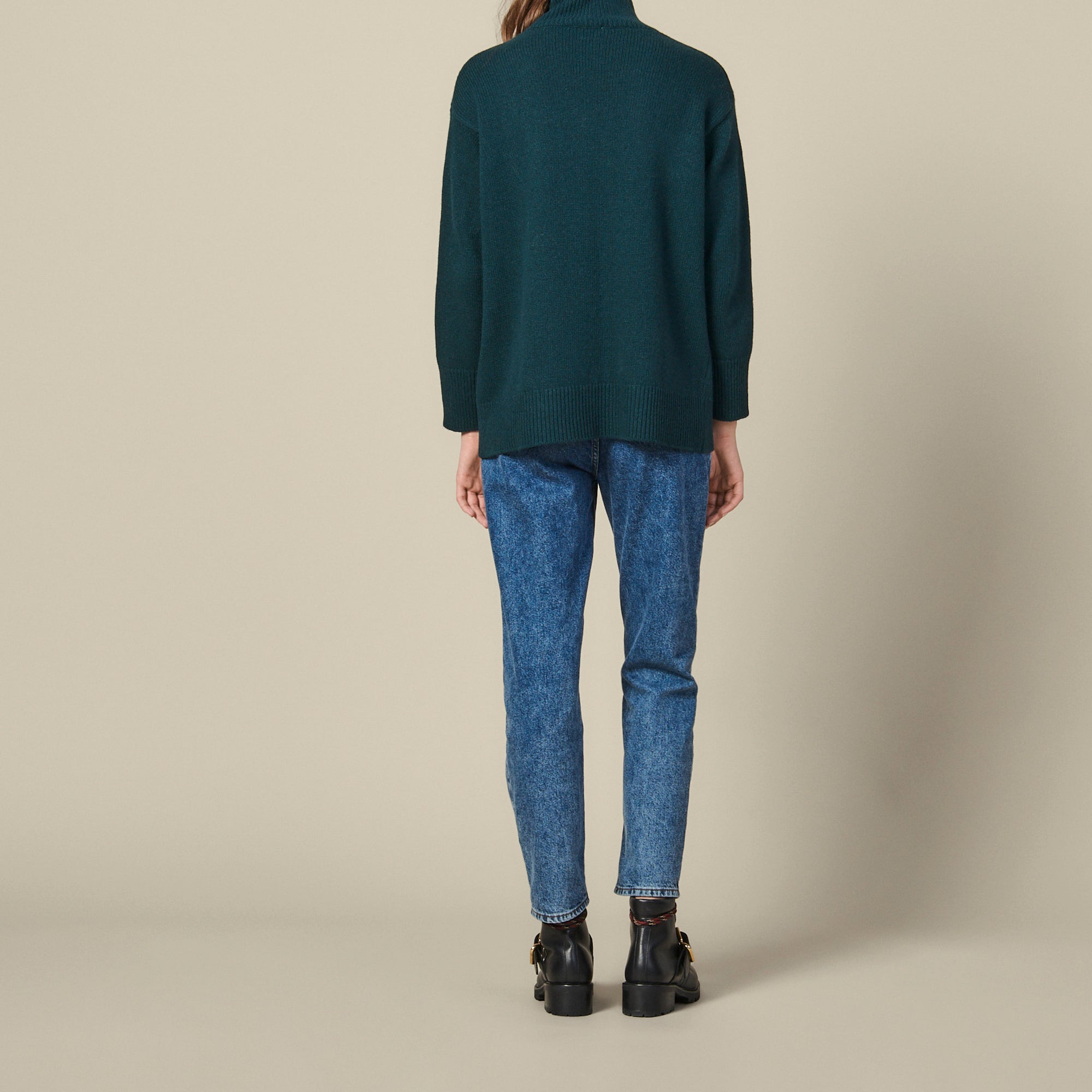 Pull col roulé à message en jacquard Sandro seconde main