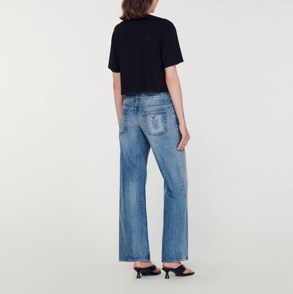 Tee-shirt court strassé Sandro seconde main