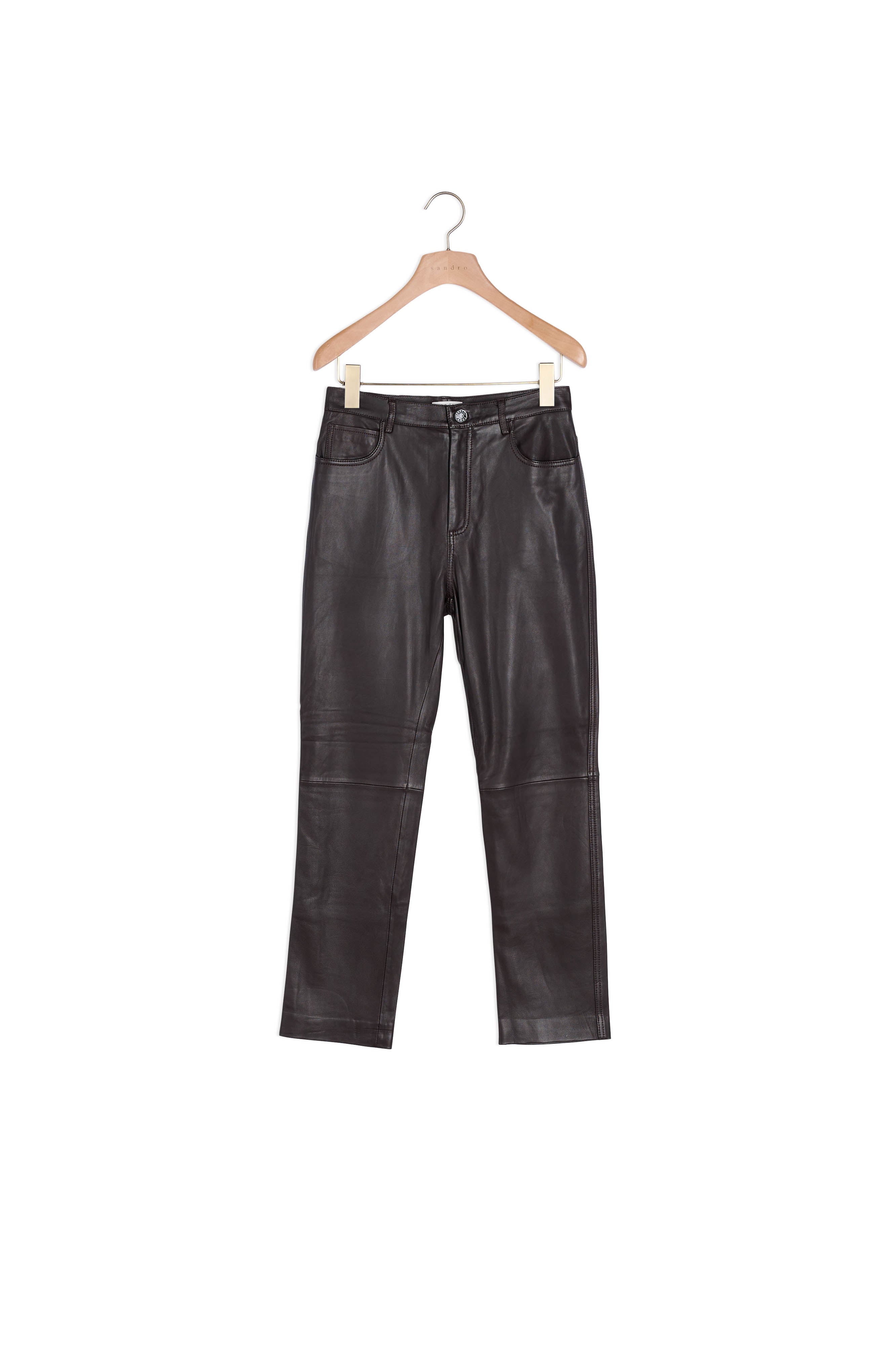 Pantalon en cuir droit à découpes Sandro seconde main