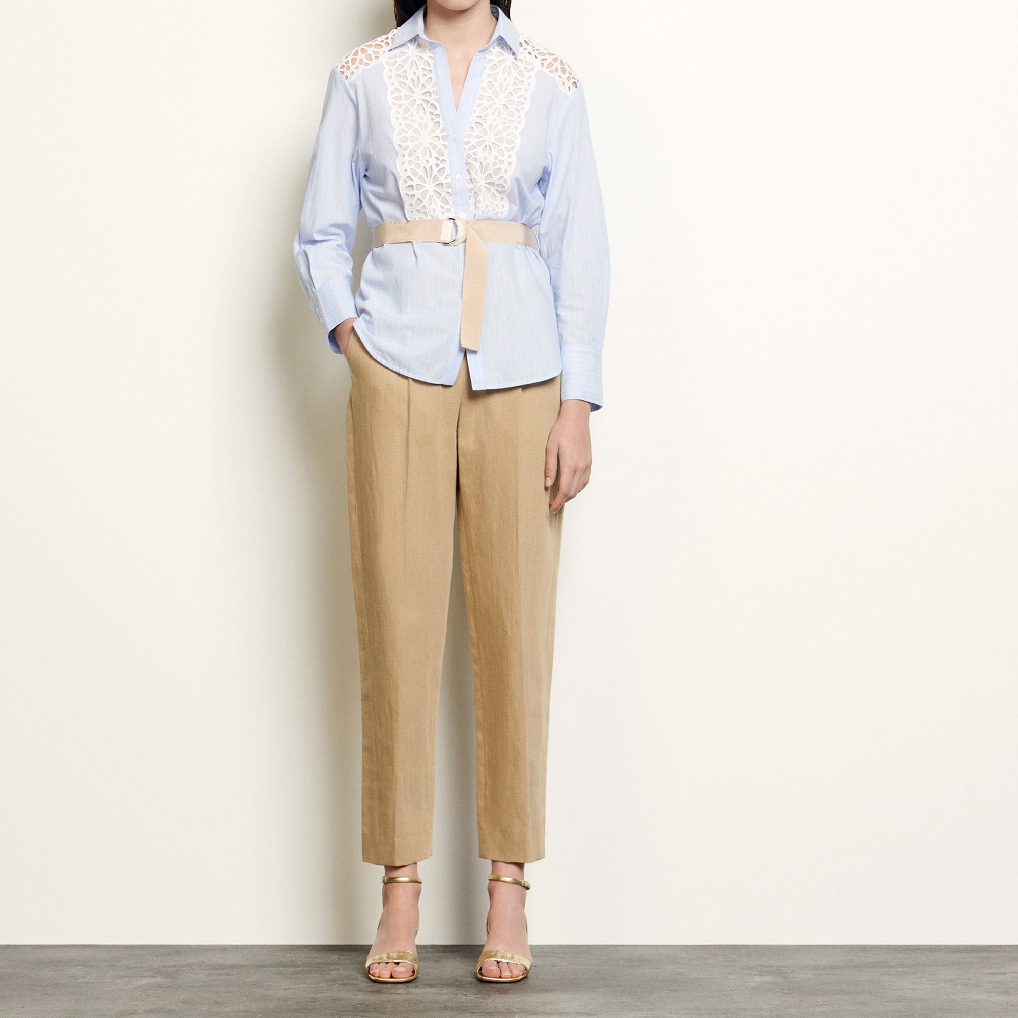 Chemise à empiècements en guipure Sandro seconde main