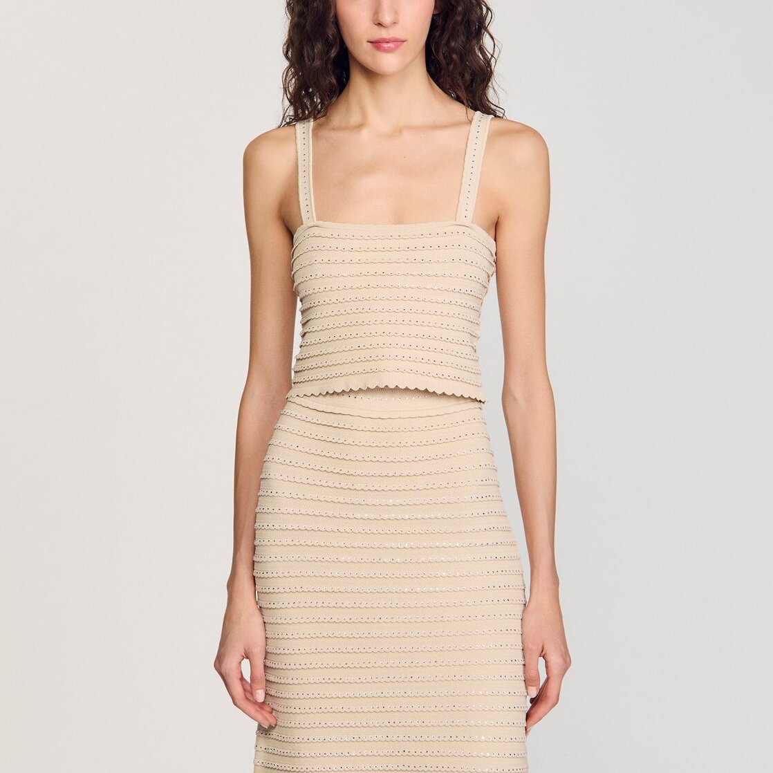 Top court en maille strassée Sandro seconde main