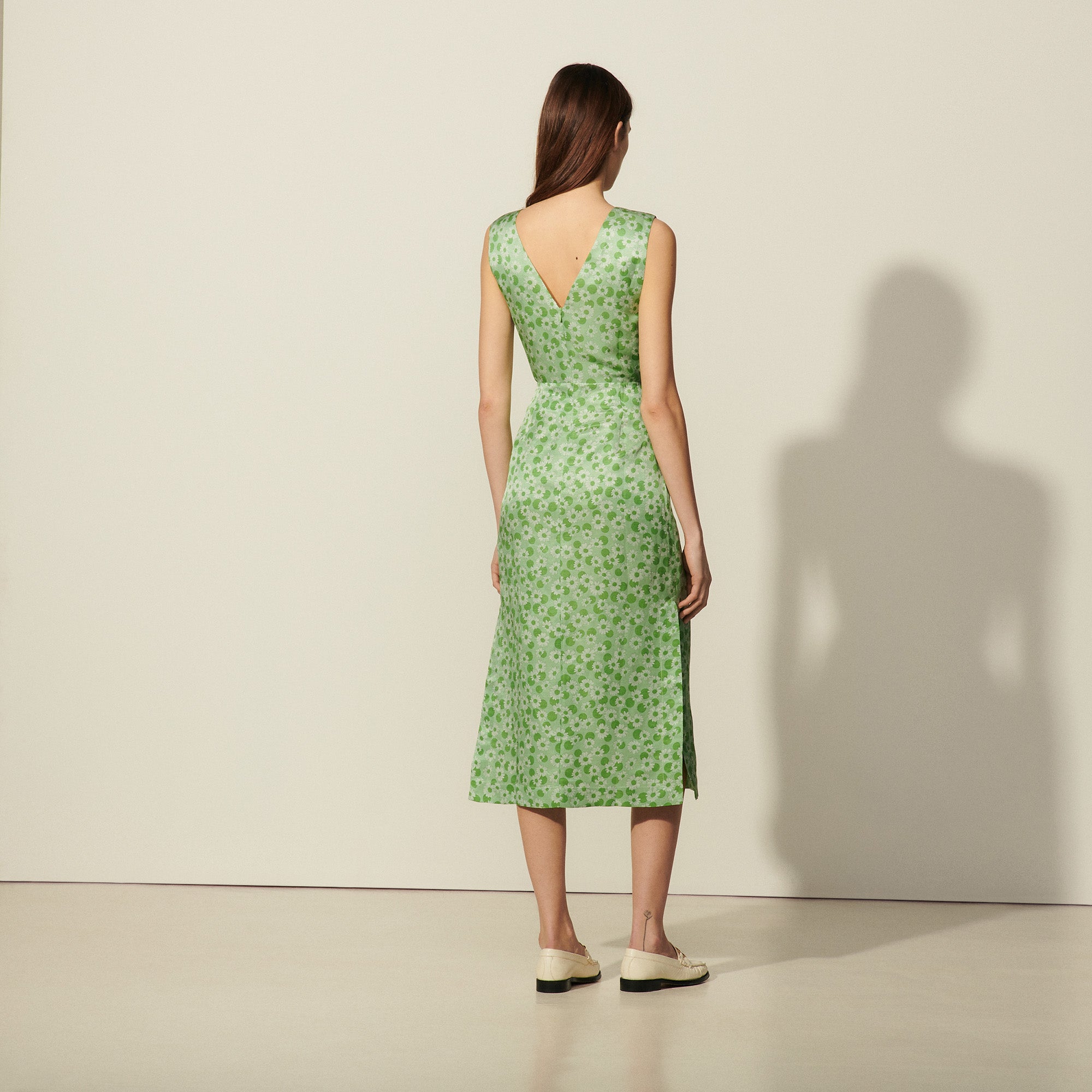 Robe longue imprimée à larges bretelles Sandro seconde main