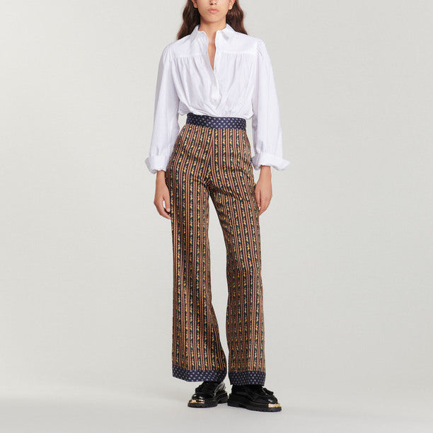 Pantalon fluide à mix d'imprimés Sandro seconde main