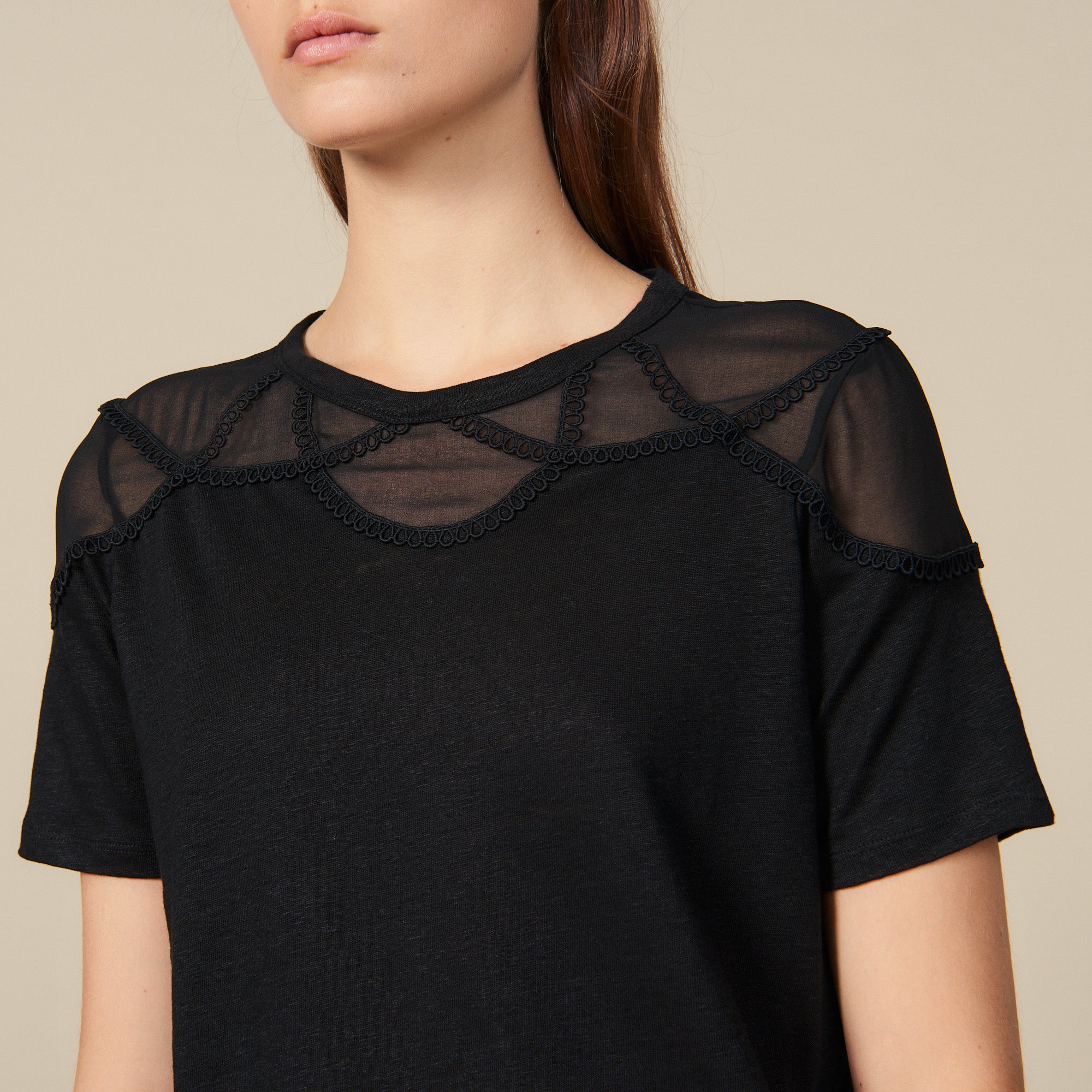 T-shirt à empiècement transparent Sandro seconde main