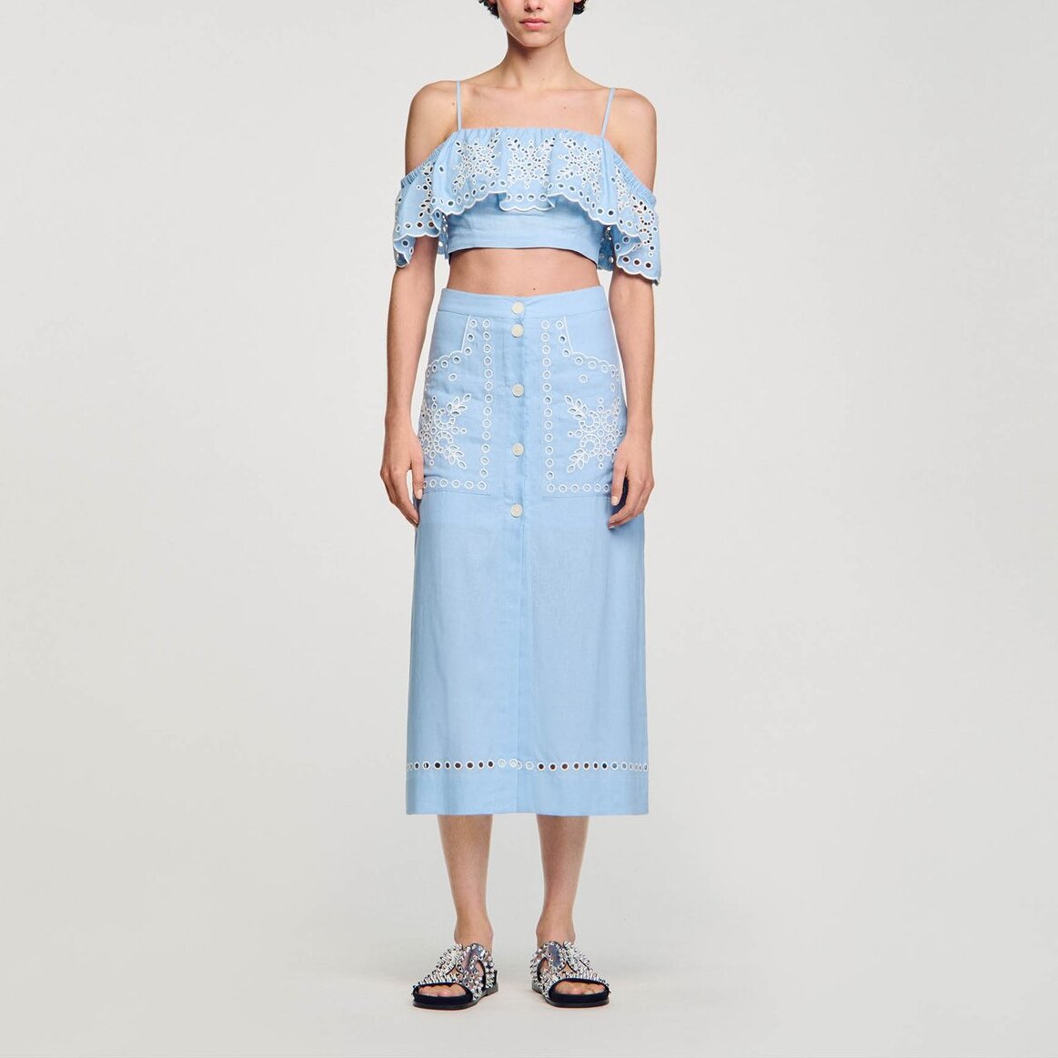 Jupe longue brodée Sandro seconde main