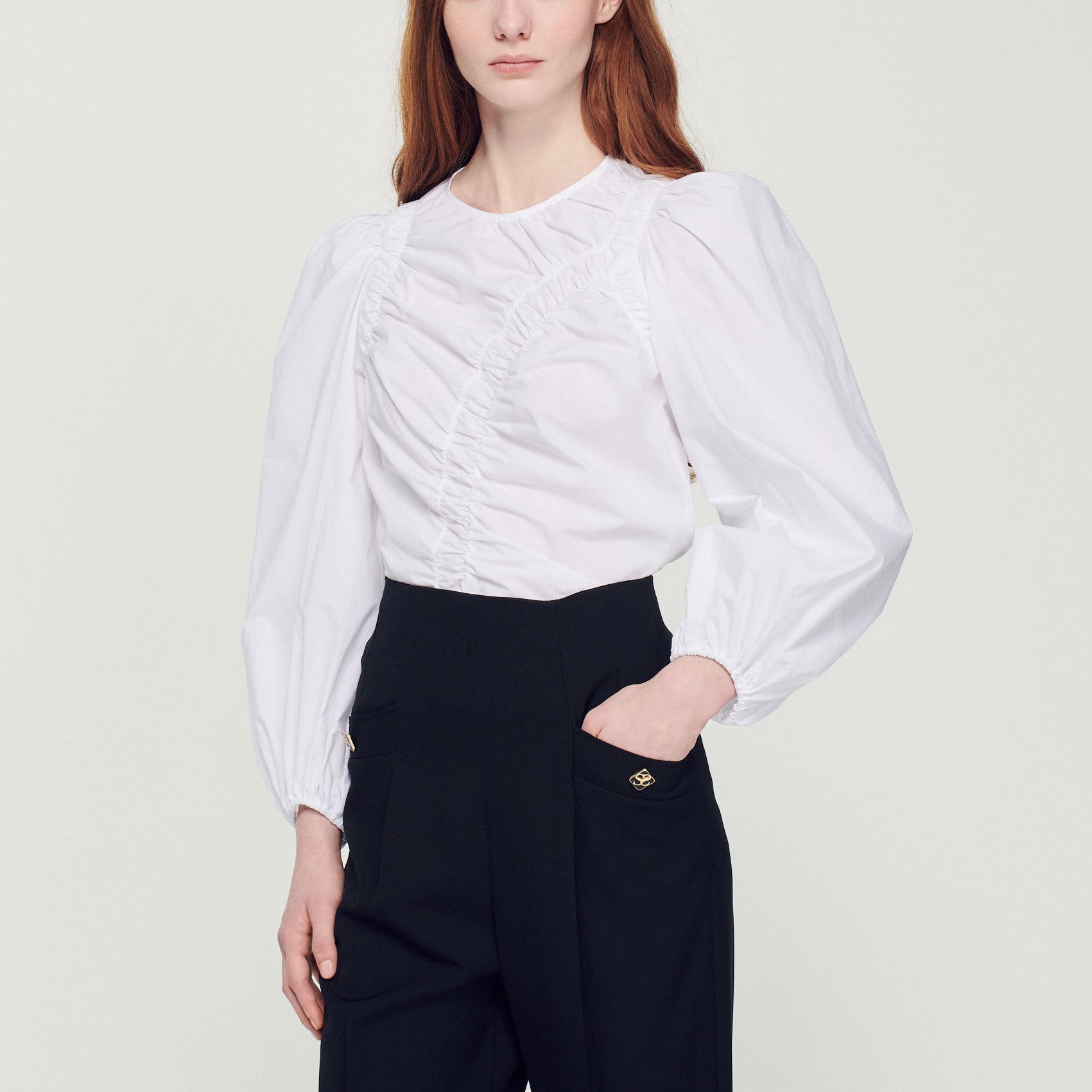 Top en popeline avec  jeu de fronces Sandro seconde main