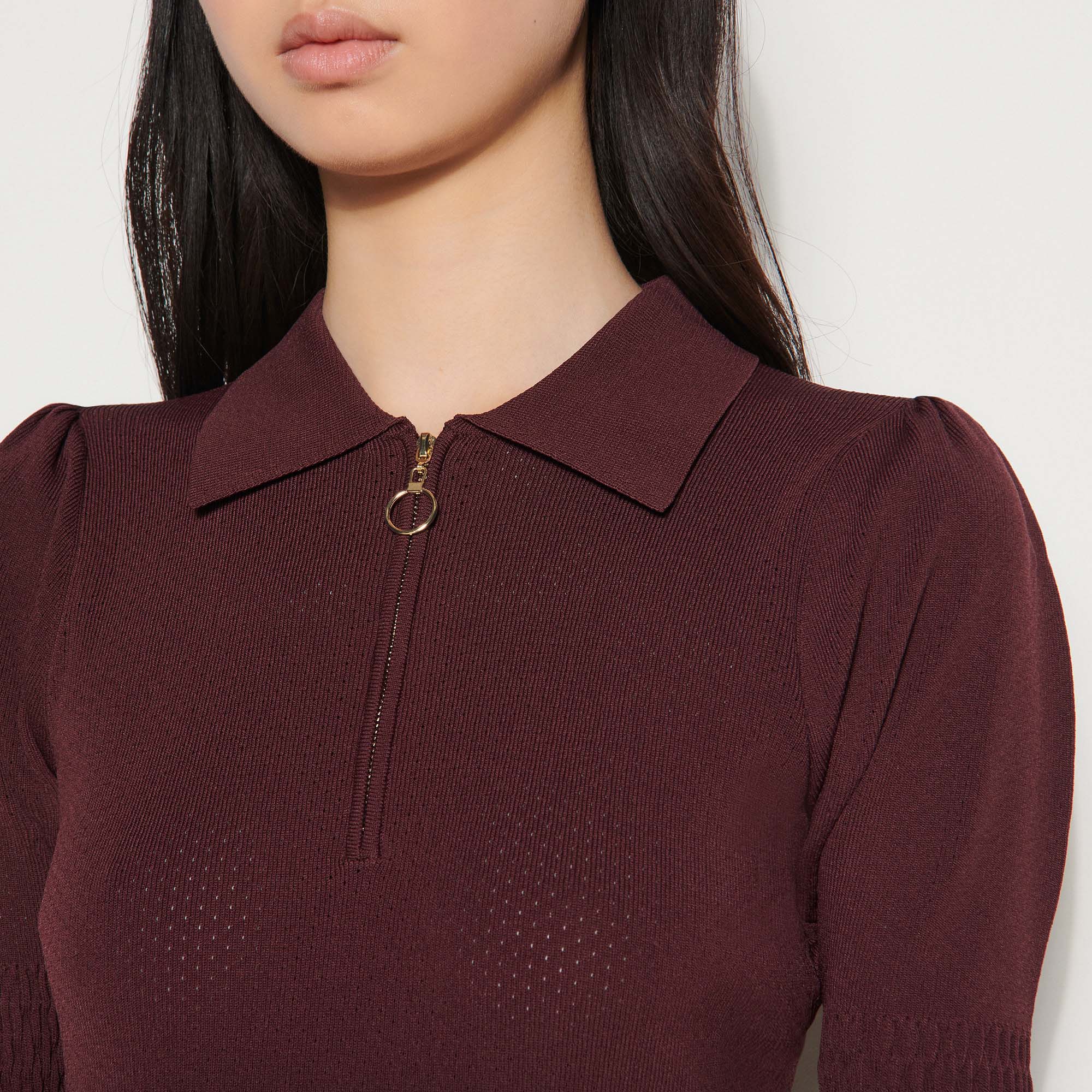 Pull col polo zippé Sandro seconde main