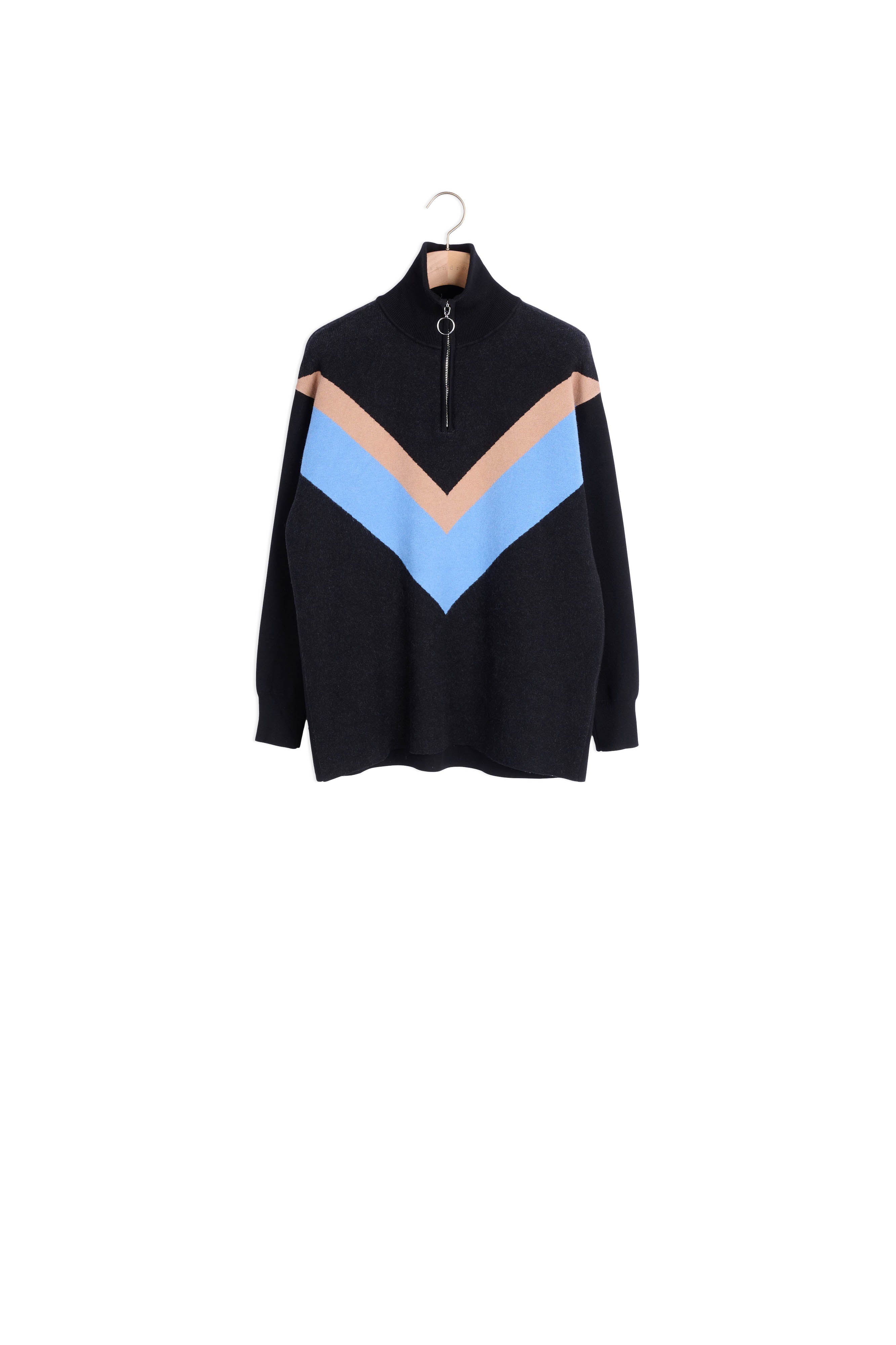 Pull tricolore à col montant zippé Sandro seconde main