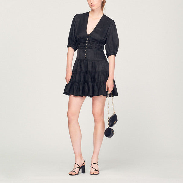 Robe volantée à manches courtes Sandro seconde main