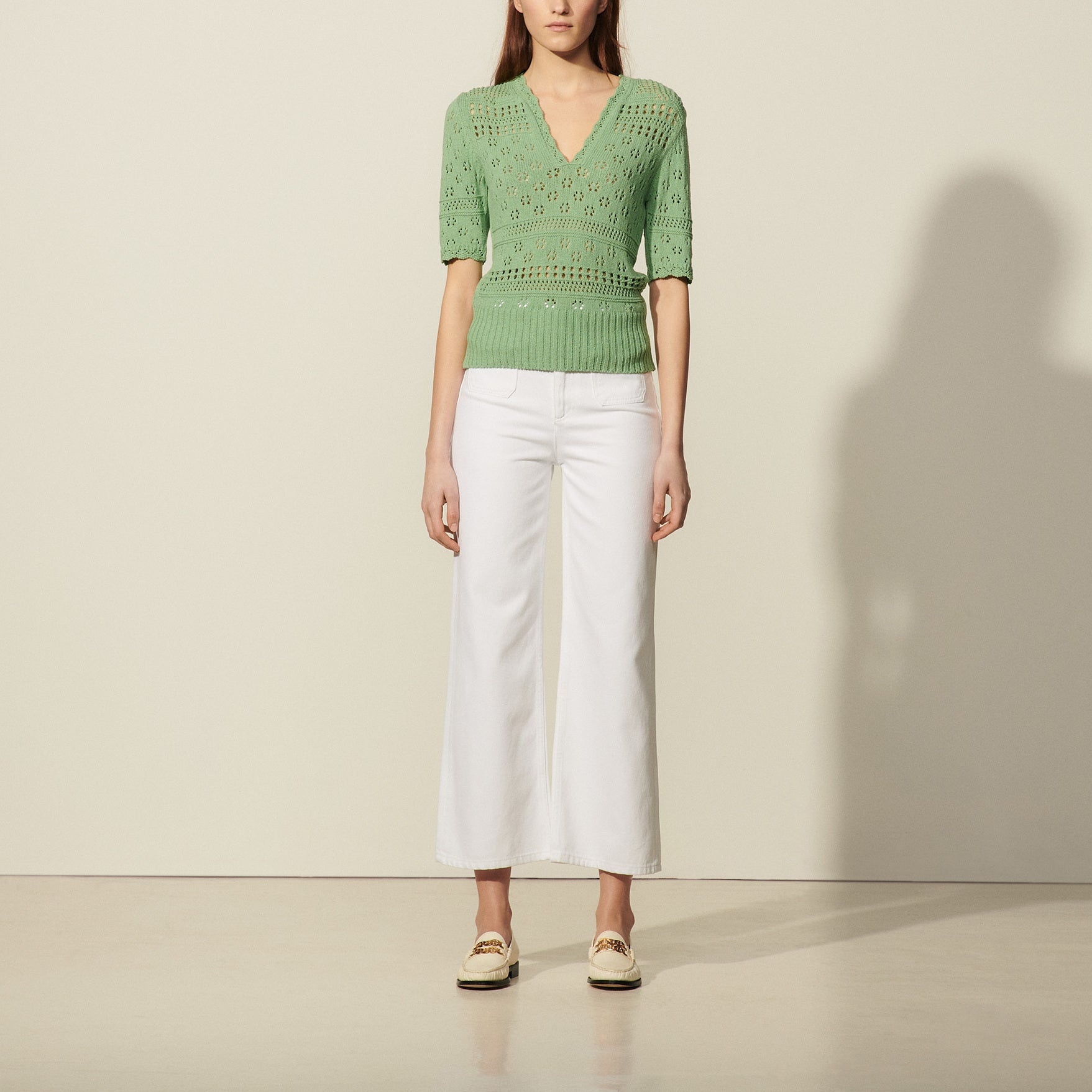 Pull manches courtes en Maille fantaisie Sandro seconde main