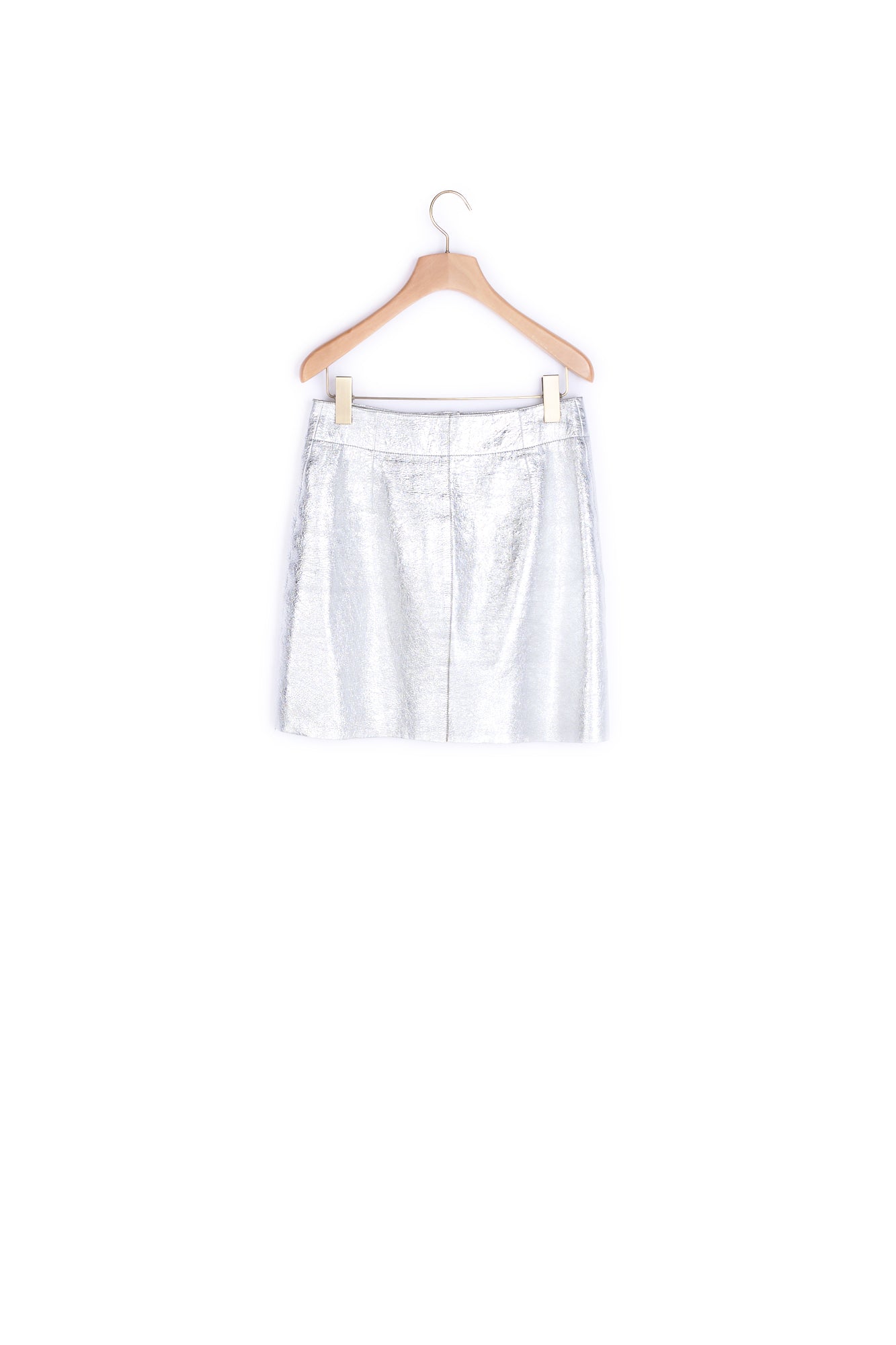 Jupe courte en cuir argenté Sandro seconde main