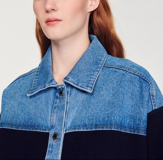 Cardi-coat bi-matière esprit Veste Sandro seconde main