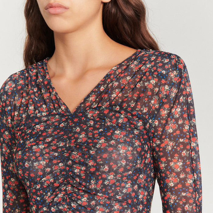 Top en tulle à imprimé fleuri Sandro seconde main