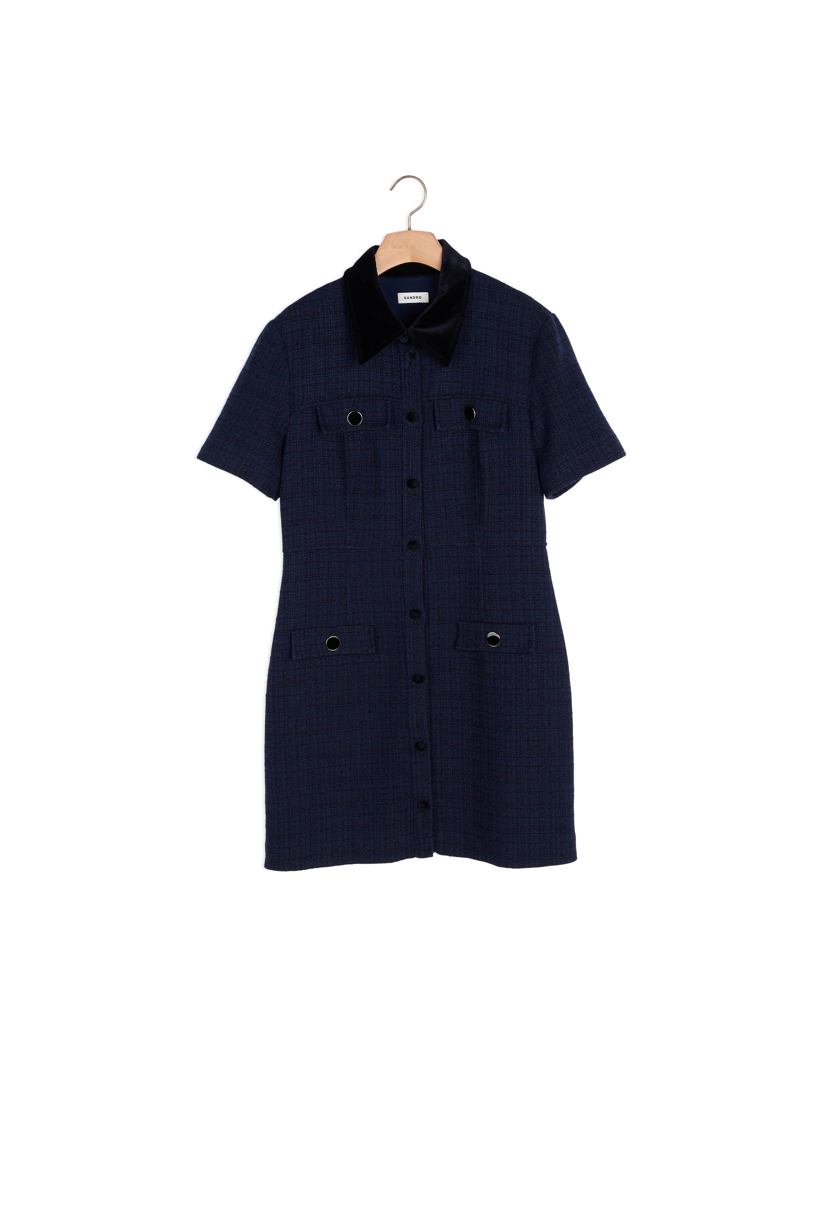 Robe courte en tweed à col velours Sandro seconde main