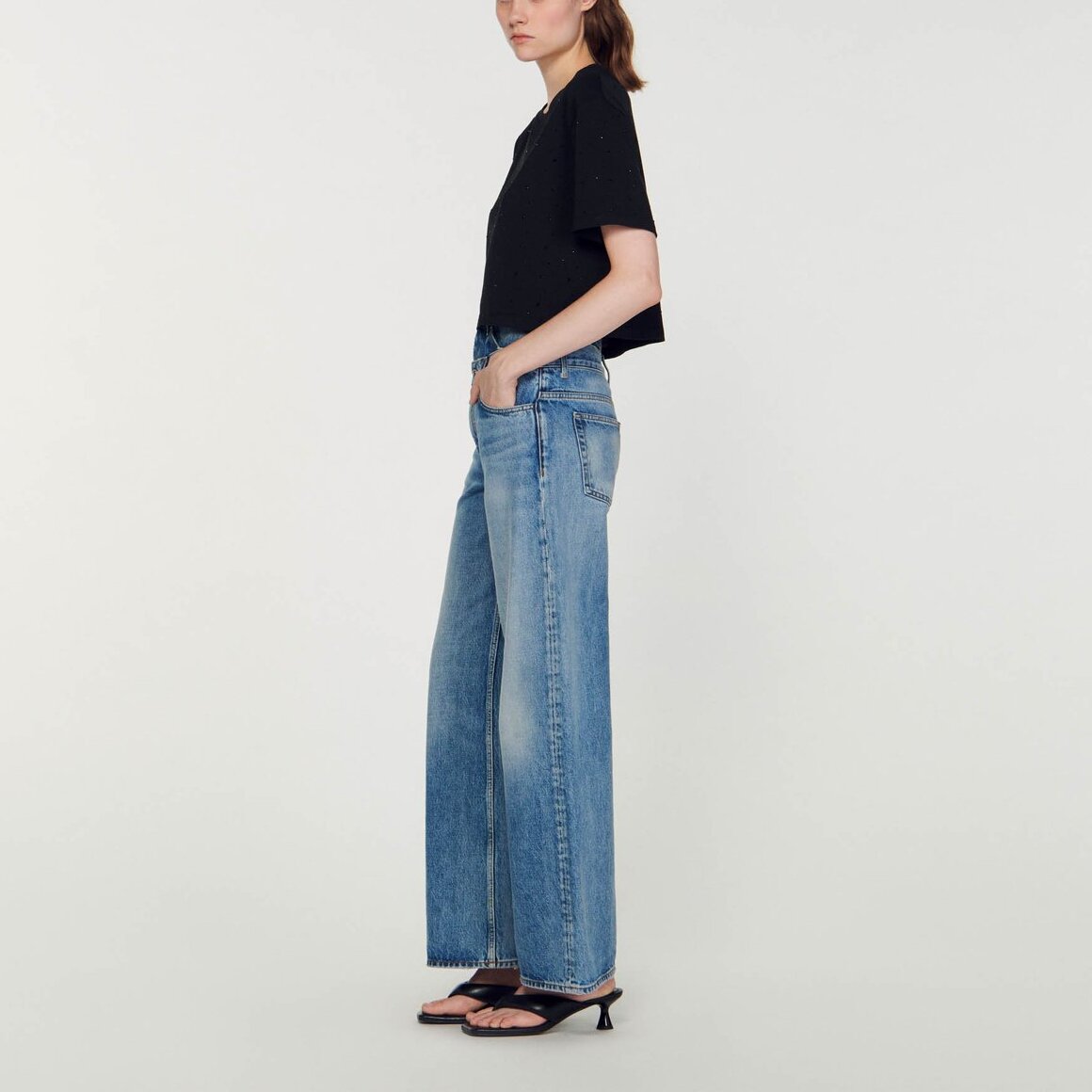 Tee-shirt court strassé Sandro seconde main