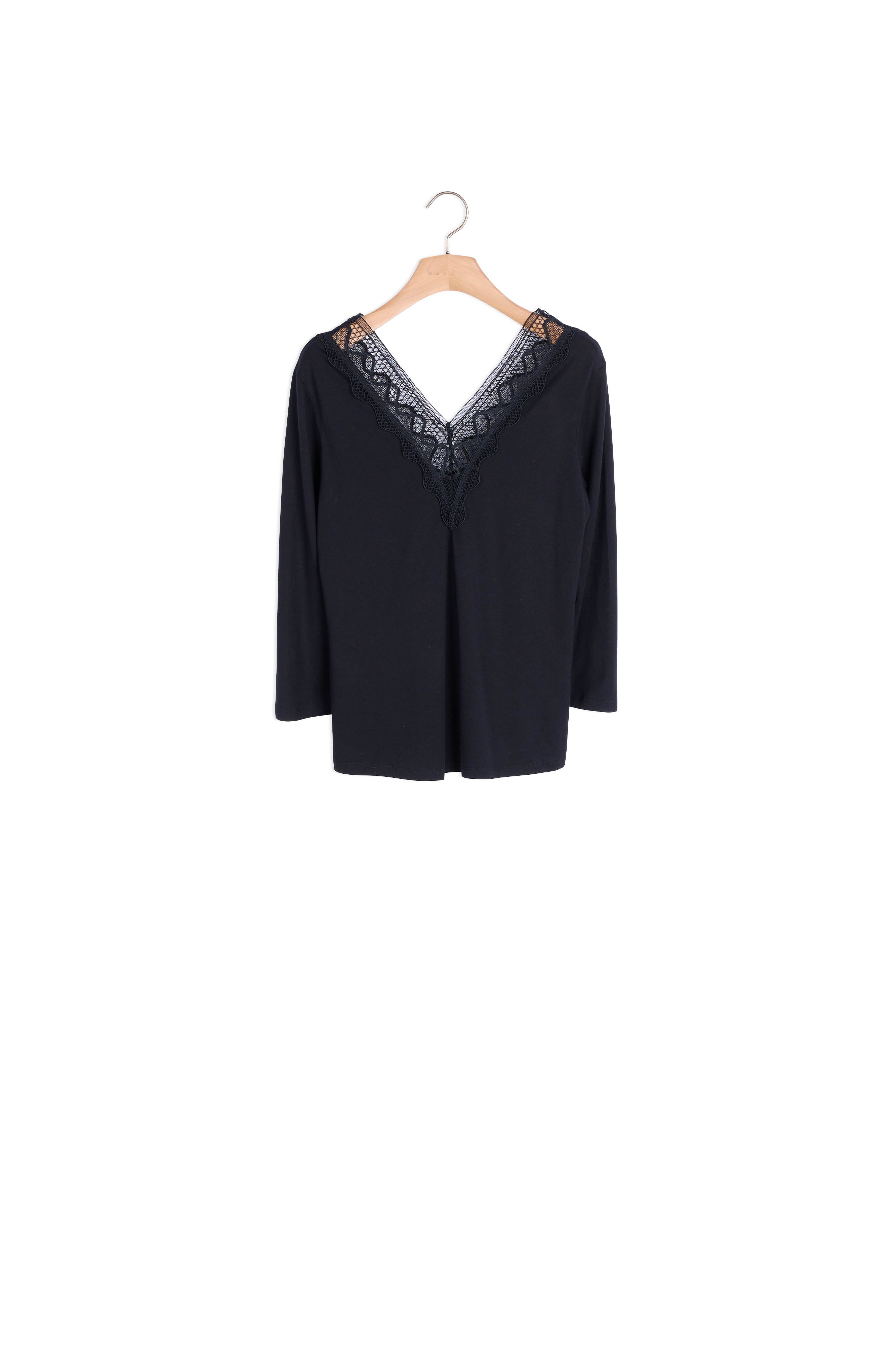 T-shirt avec décolleté en dentelle Sandro seconde main