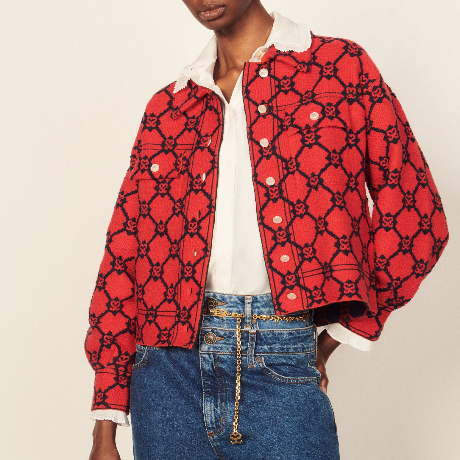 Cardi-coat en jacquard Sandro seconde main