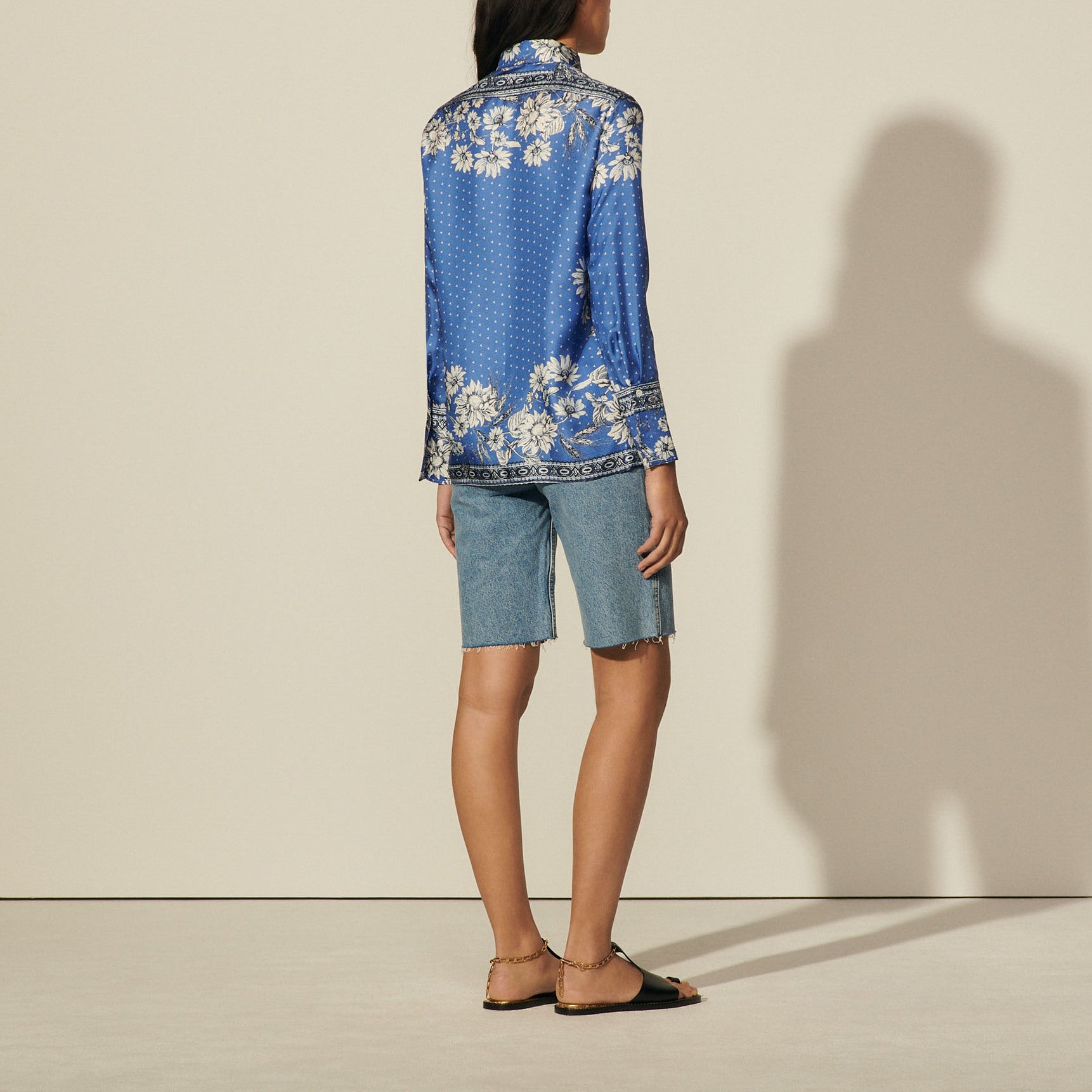 Chemise en soie imprimée Sandro seconde main
