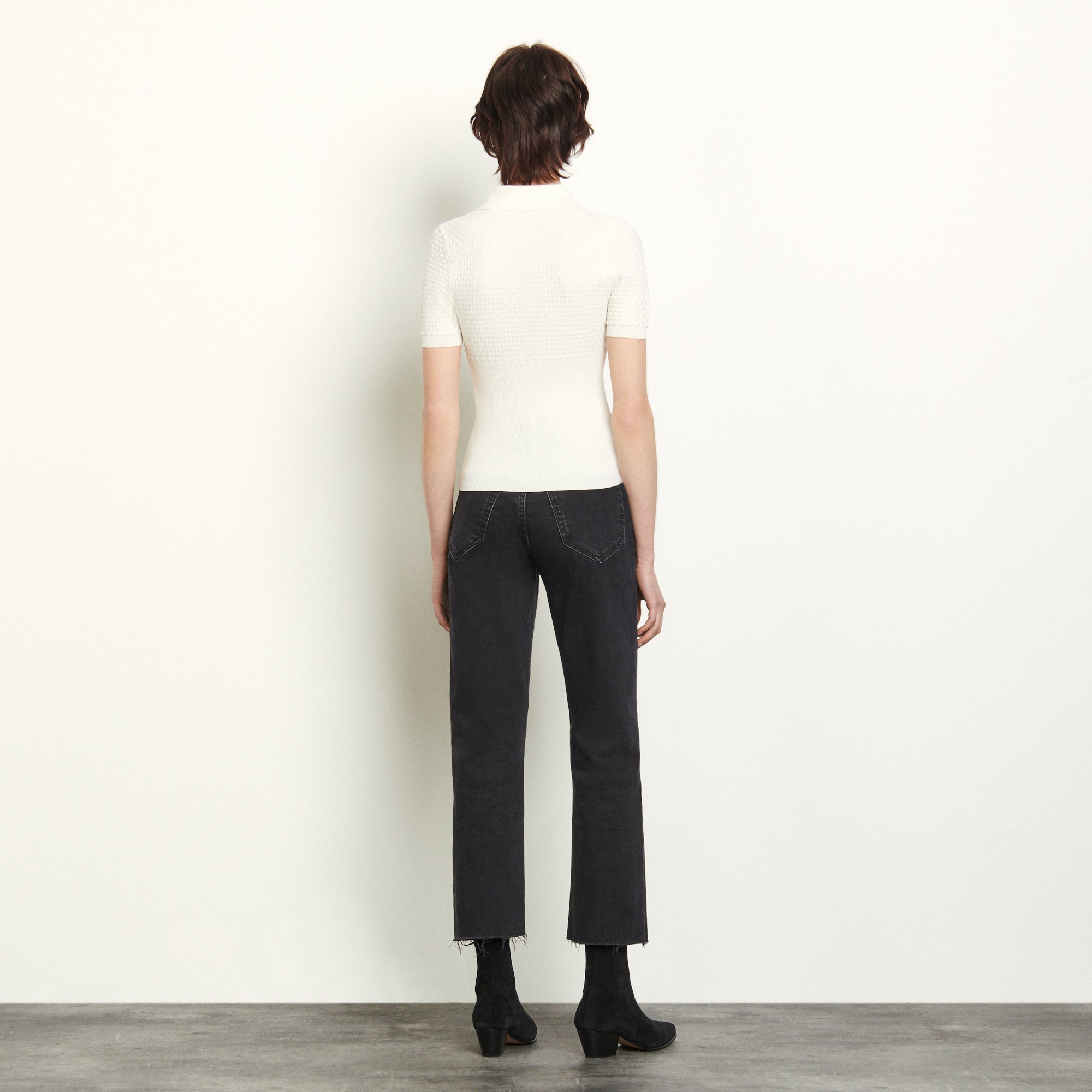 Pull façon polo en pointelle Sandro seconde main