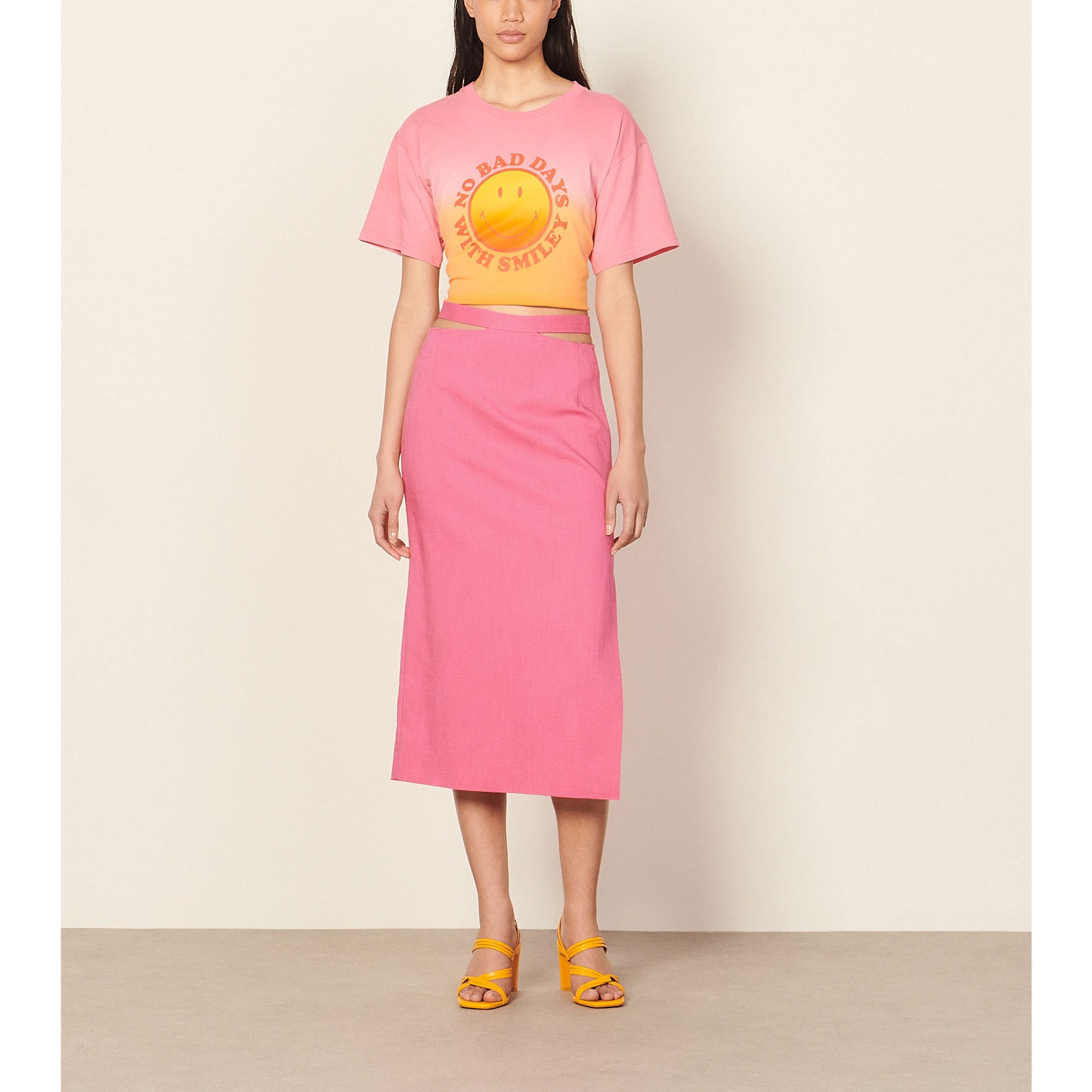 Jupe crayon midi à ceinture ajourée Sandro seconde main