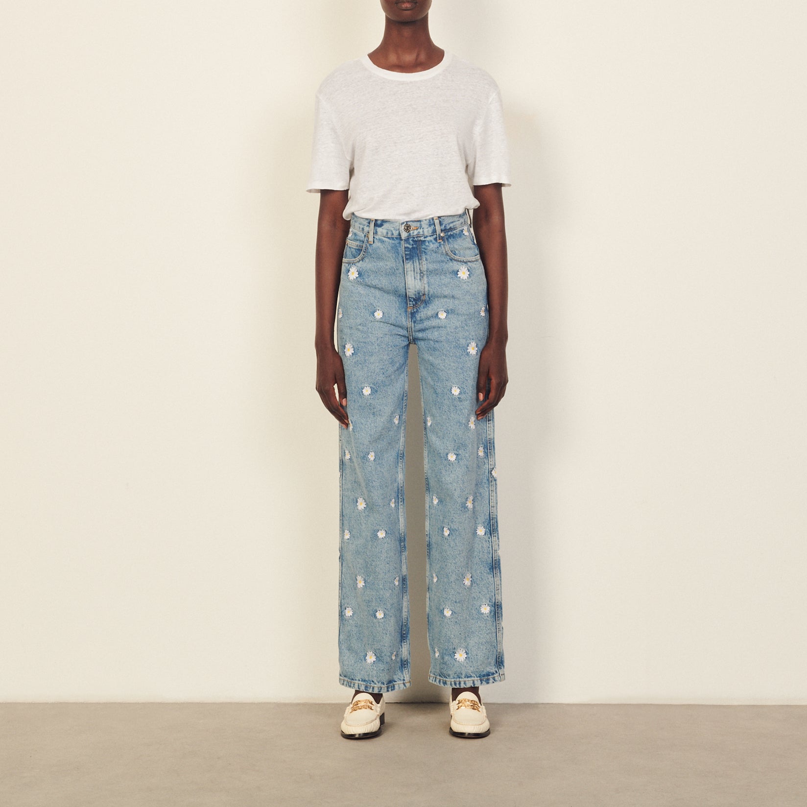 Jean brodé en coton biologique Sandro seconde main