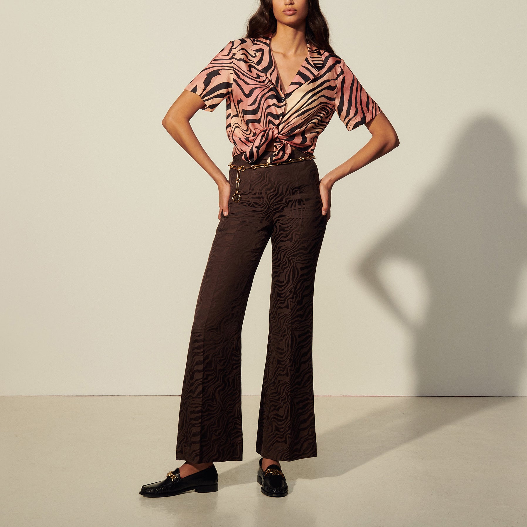 Pantalon taille haute en jacquard Sandro seconde main