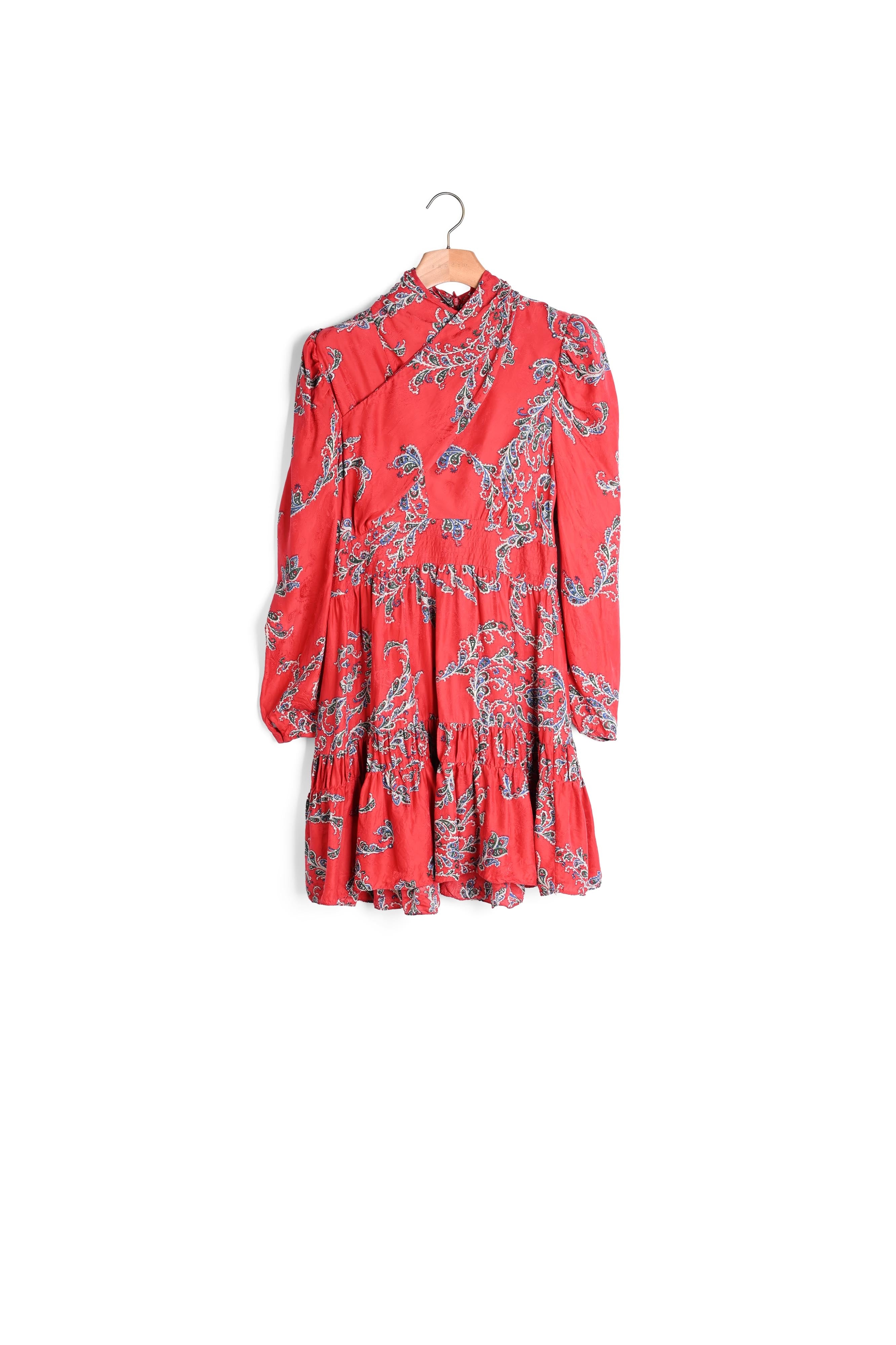 Robe courte imprimée à encolure drapée Sandro seconde main