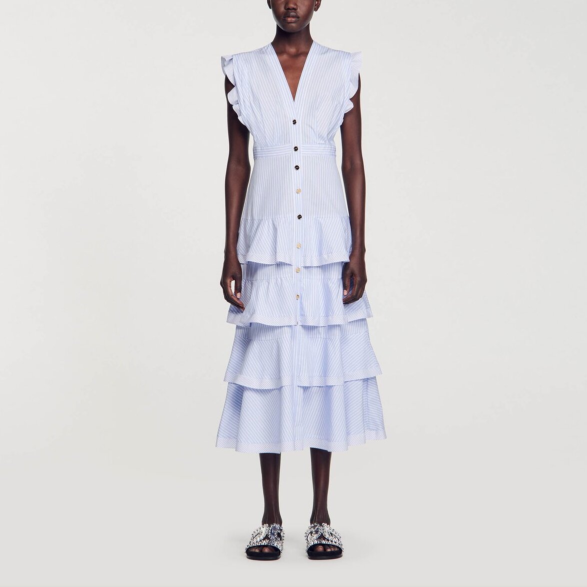 Robe longue à volants Sandro seconde main