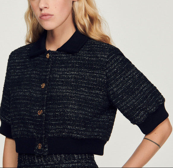Veste courte en tweed manches courtes Sandro seconde main