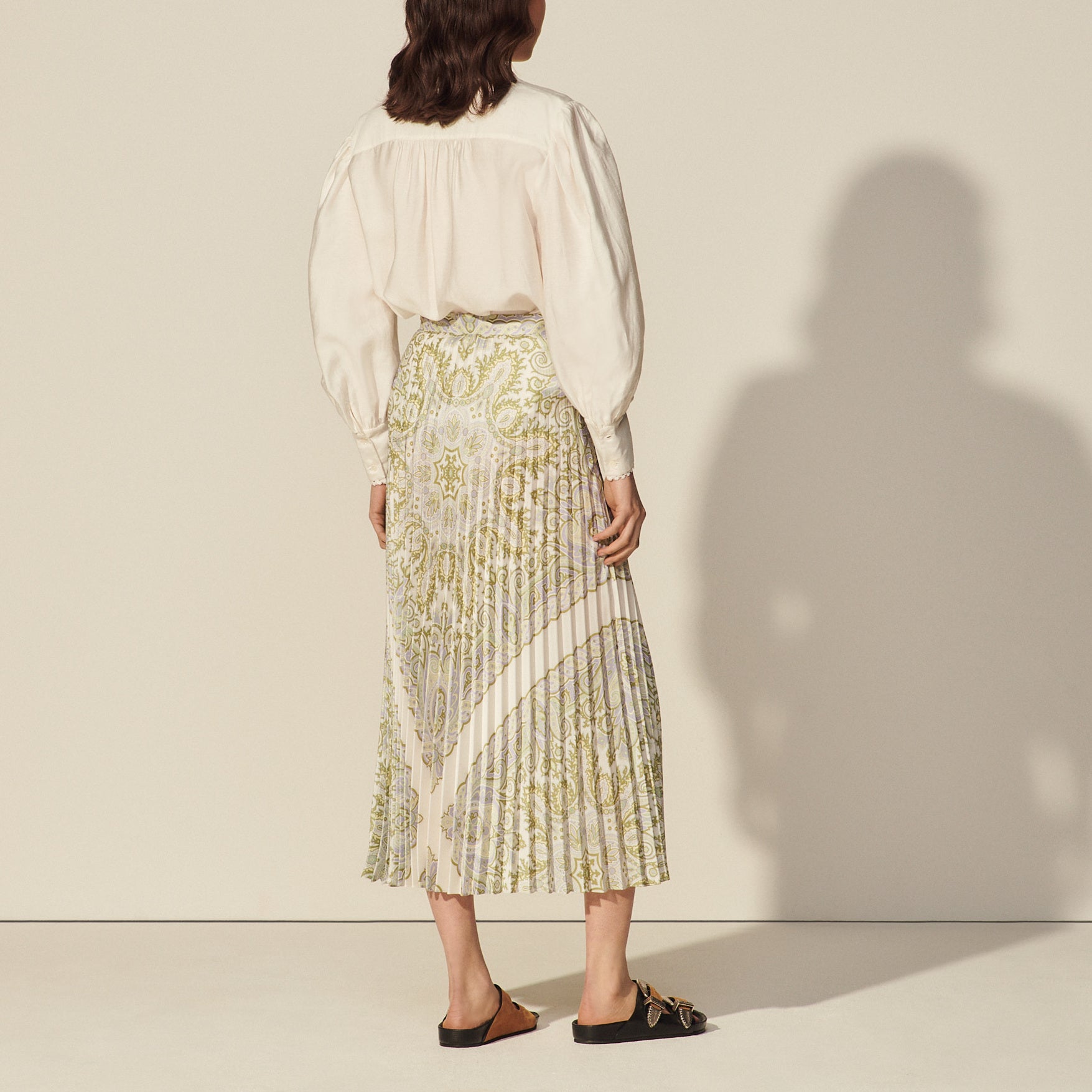 Jupe longue imprimée et plissée Sandro seconde main