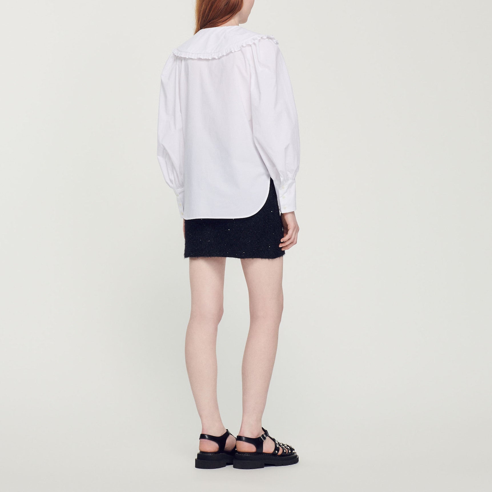 Chemise en popeline à col claudine Sandro seconde main