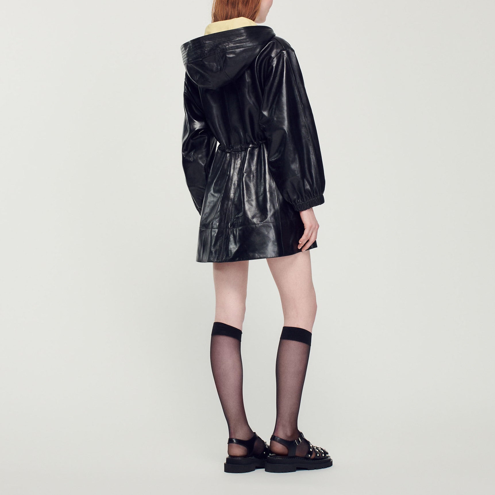 Parka oversize en cuir Sandro seconde main