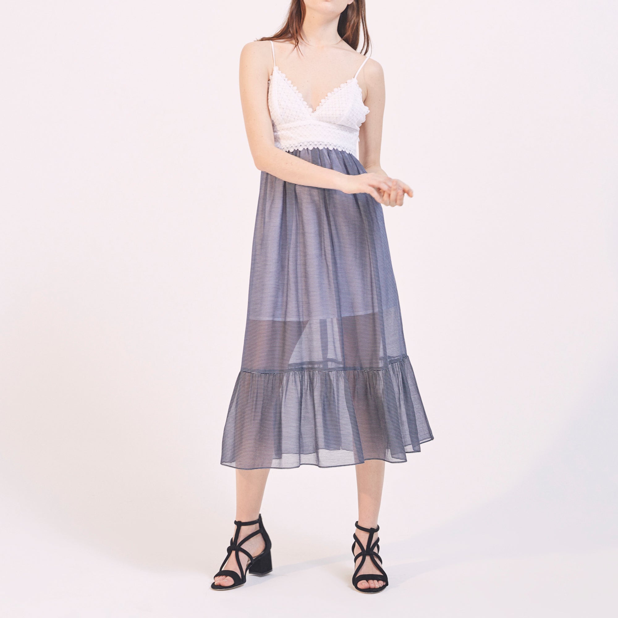 Robe col V bimatière et bicolore Sandro seconde main