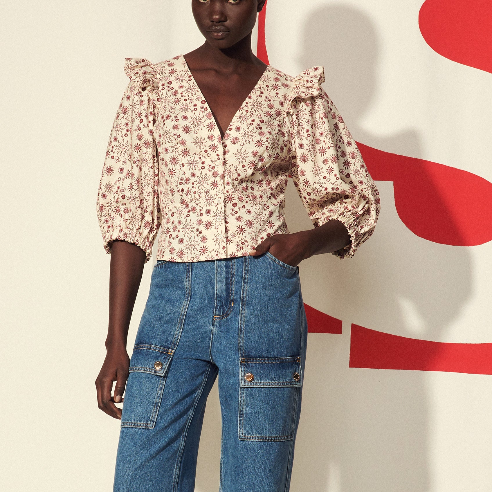 Chemise courte imprimée Sandro seconde main