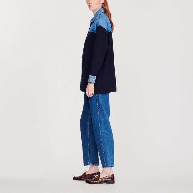 Cardi-coat bi-matière esprit Veste Sandro seconde main