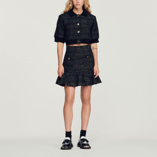 Jupe courte en tweed volantée Sandro seconde main