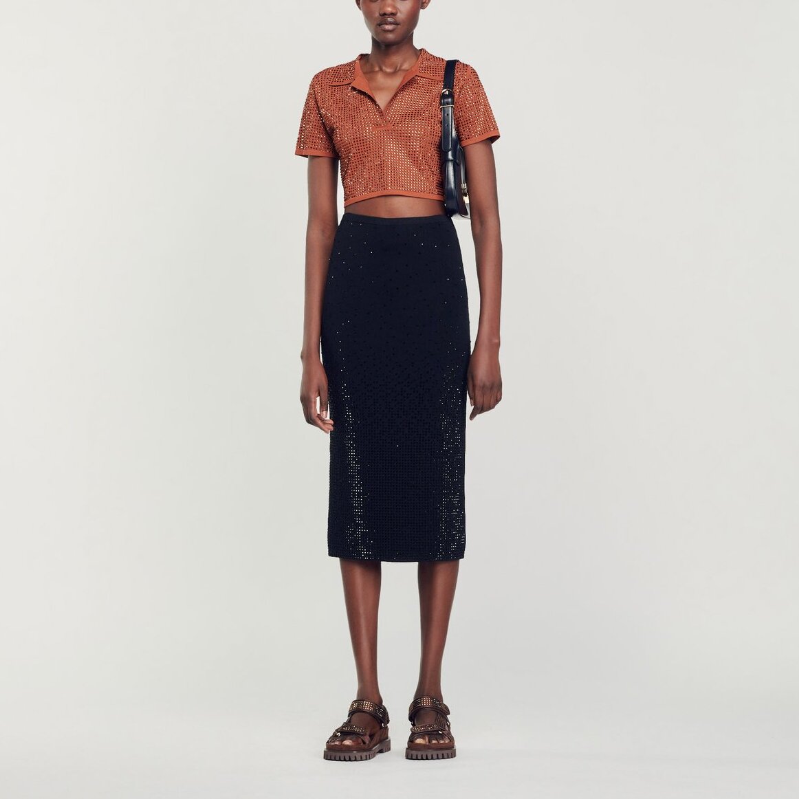 Jupe midi ornée de strass Sandro seconde main