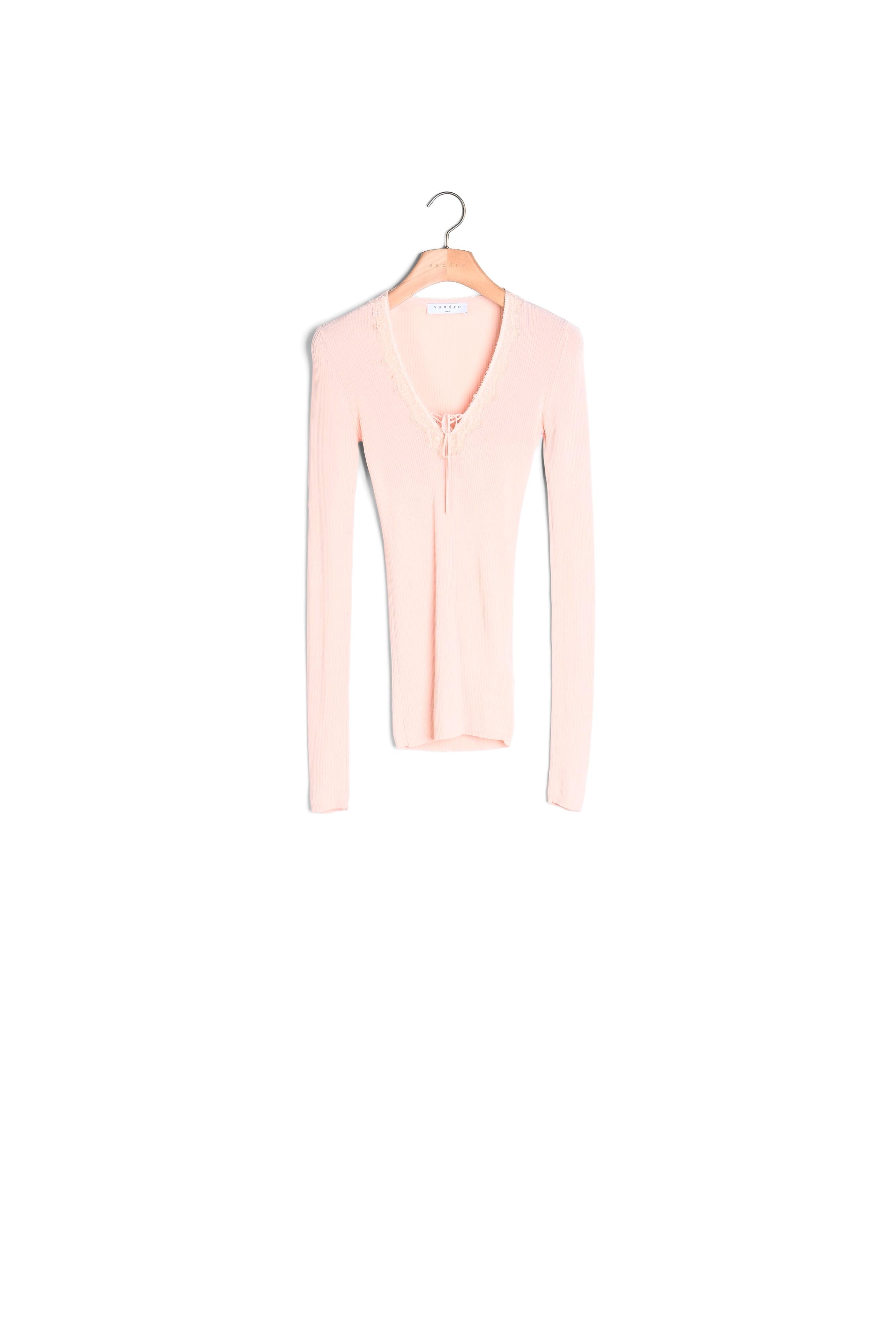 Pull fin à lacet et dentelle Sandro seconde main