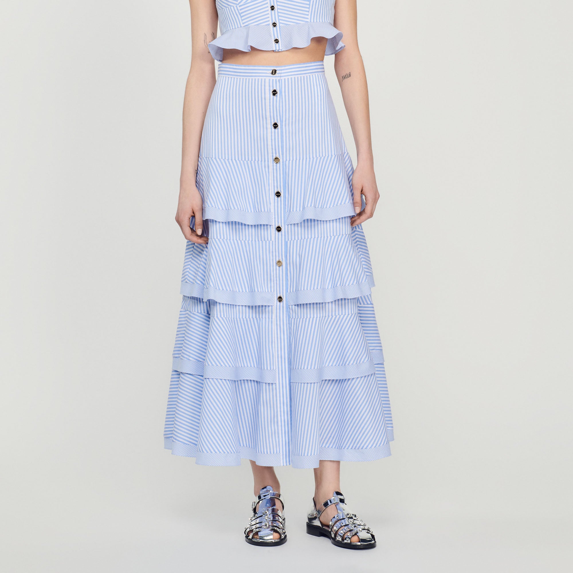 Jupe longue à rayures Sandro seconde main