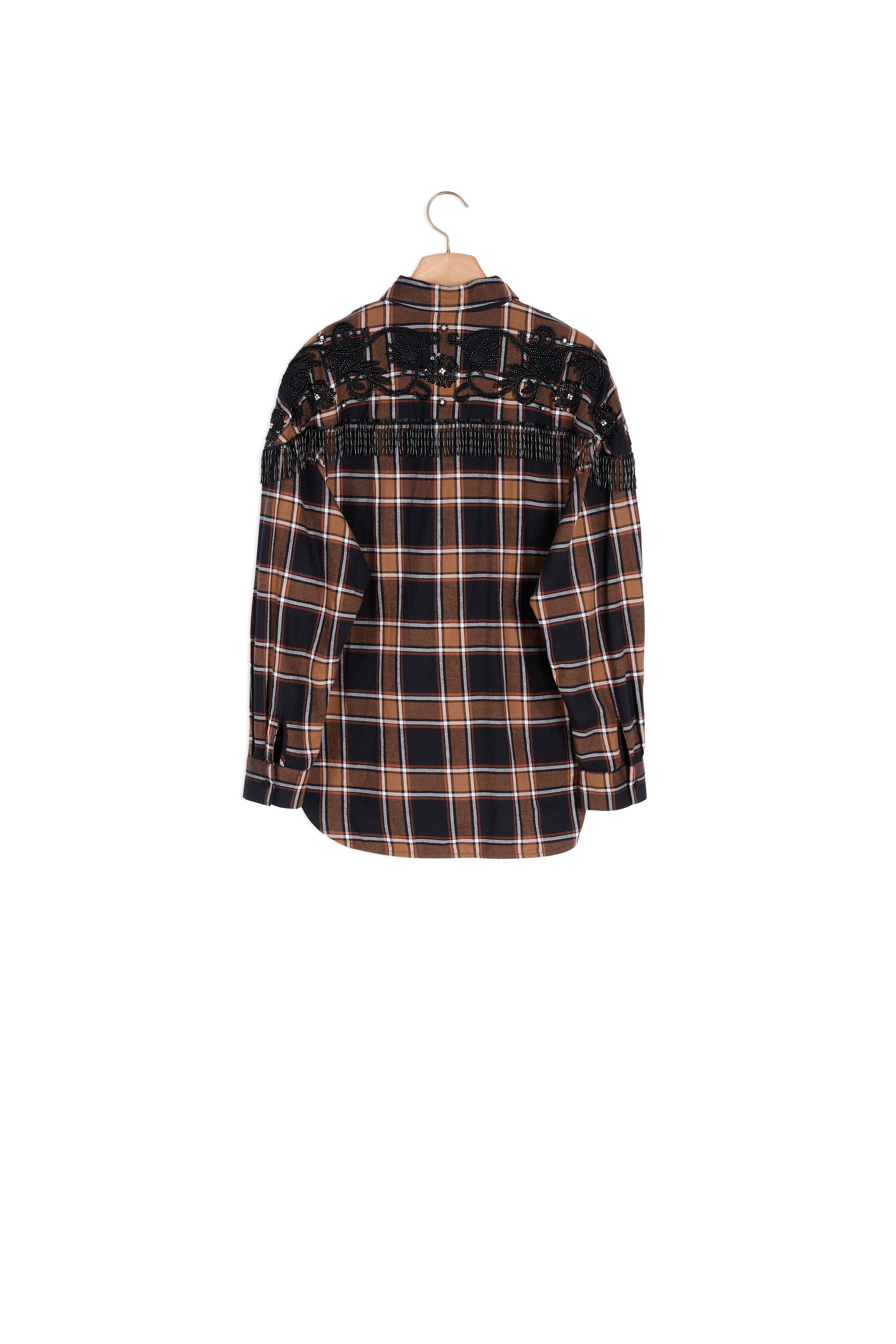 Chemise à carreaux et broderies western Sandro seconde main